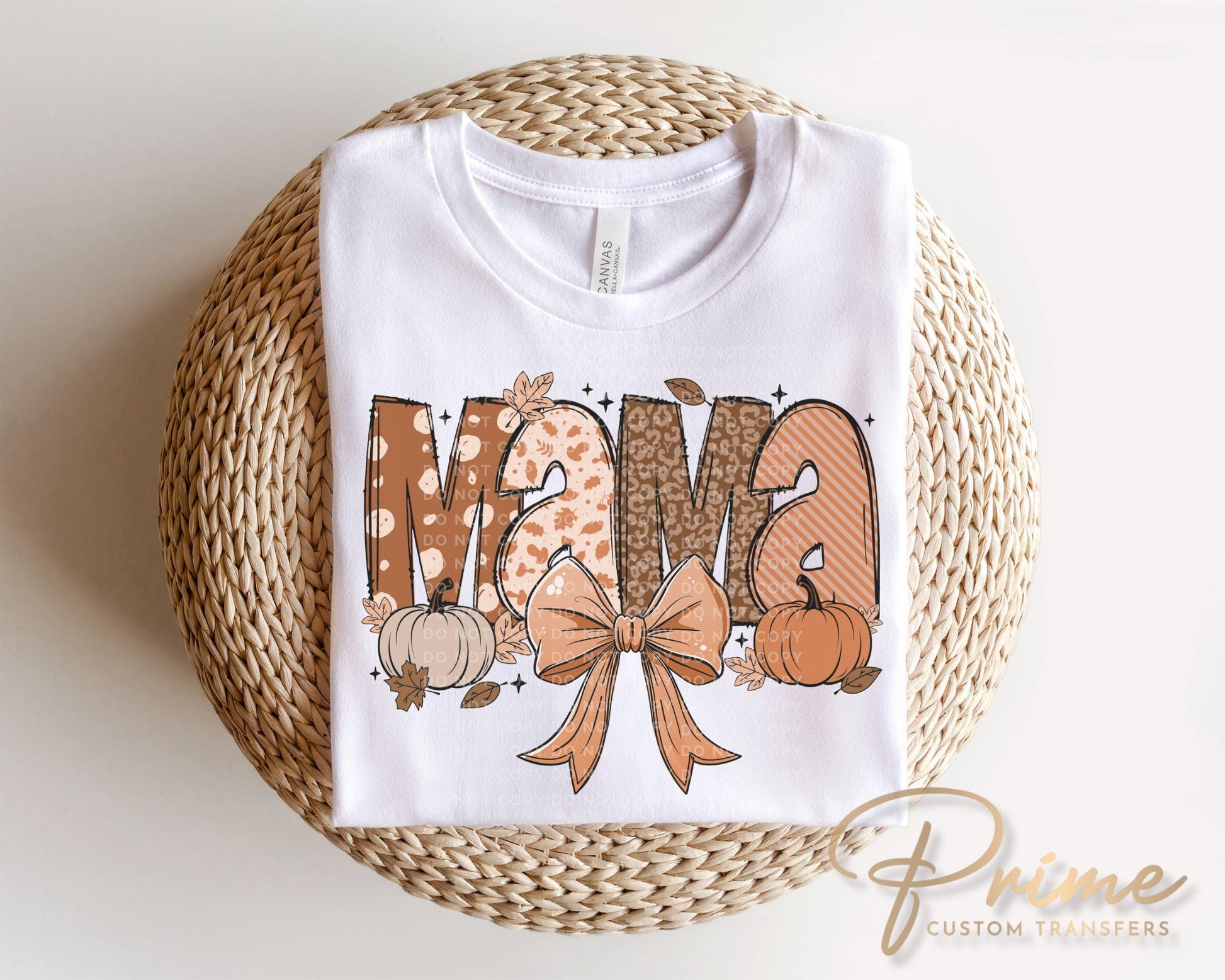 Coquette Fall Mama DTF transfer, Back to School, Heat Transfer, Ready to Press, Direct to Film, Autumn, Bow, Doodle, Pumpkins, Gift for Mom