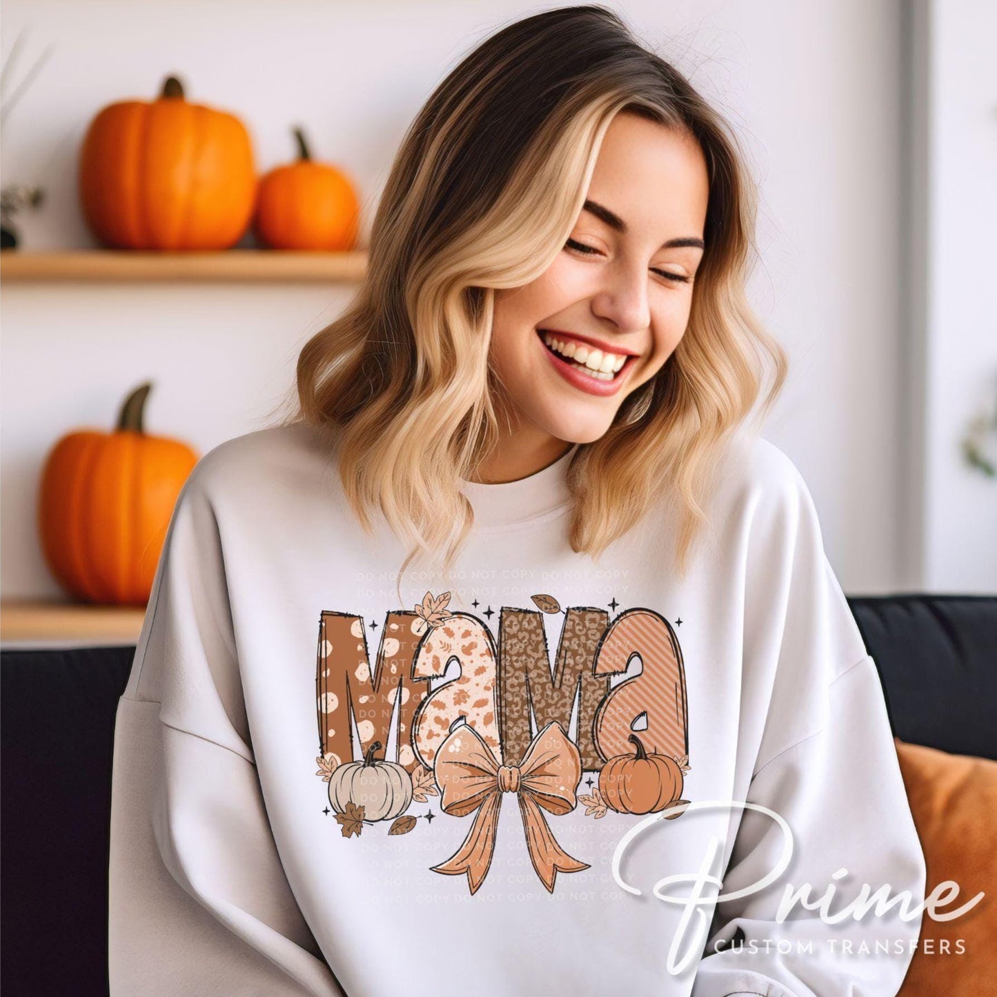Coquette Fall Mama DTF transfer, Back to School, Heat Transfer, Ready to Press, Direct to Film, Autumn, Bow, Doodle, Pumpkins, Gift for Mom
