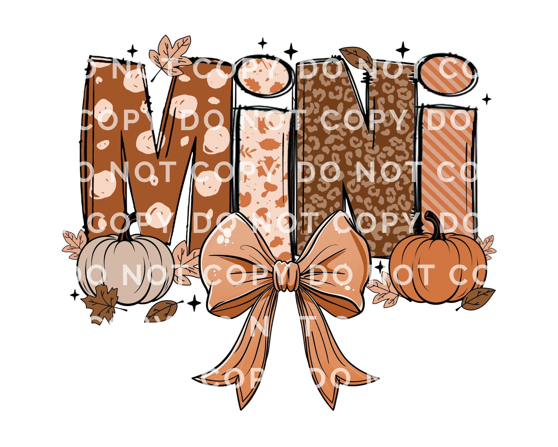 Coquette Fall Mini DTF transfer, Heat Transfer, Ready to Press, Direct to Film, Autumn, Bow, Doodle, Pumpkins, Fall, Matching Mommy and Me