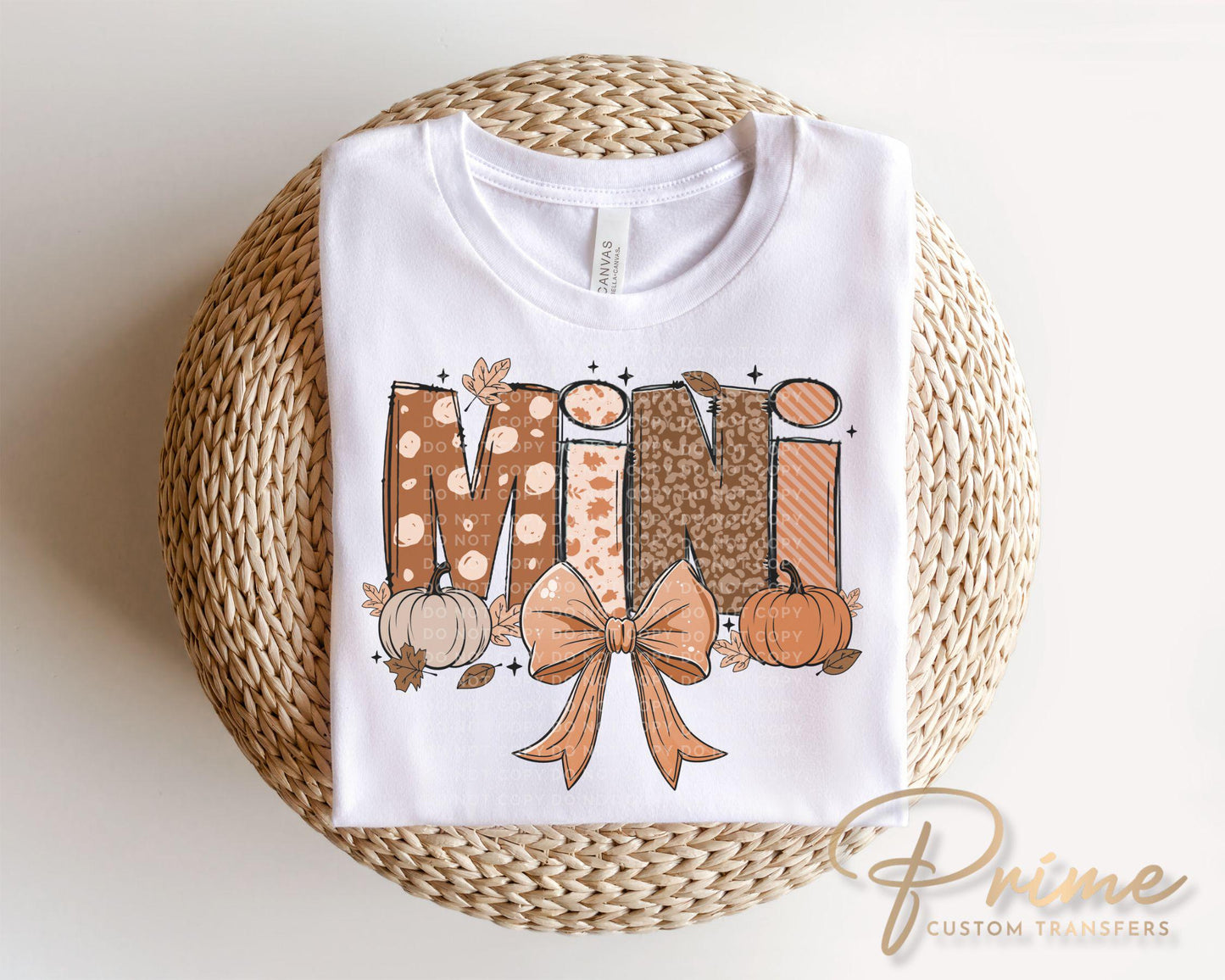 Coquette Fall Mini DTF transfer, Heat Transfer, Ready to Press, Direct to Film, Autumn, Bow, Doodle, Pumpkins, Fall, Matching Mommy and Me