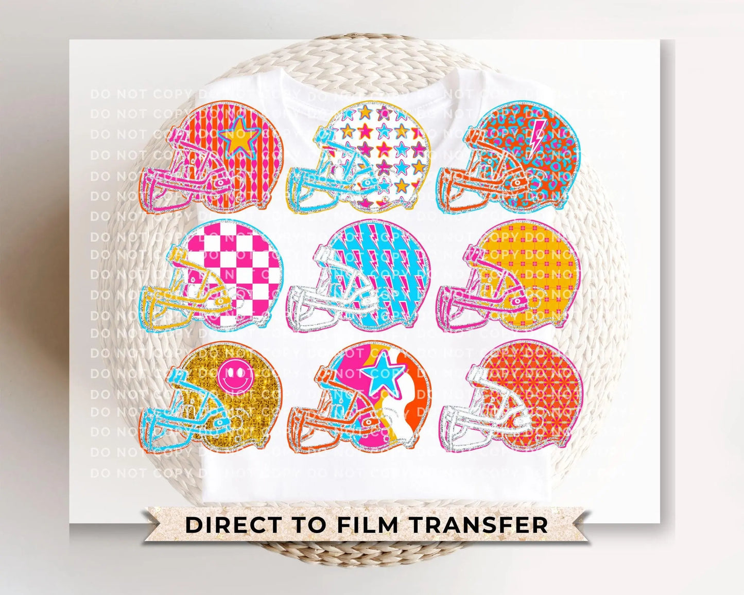Neon Football DTF Transfer, Ready to Press, T-shirt Transfer, Heat Transfer, Direct to Film, Sports Mom Apparel, Game Day, Helmets, Colorful