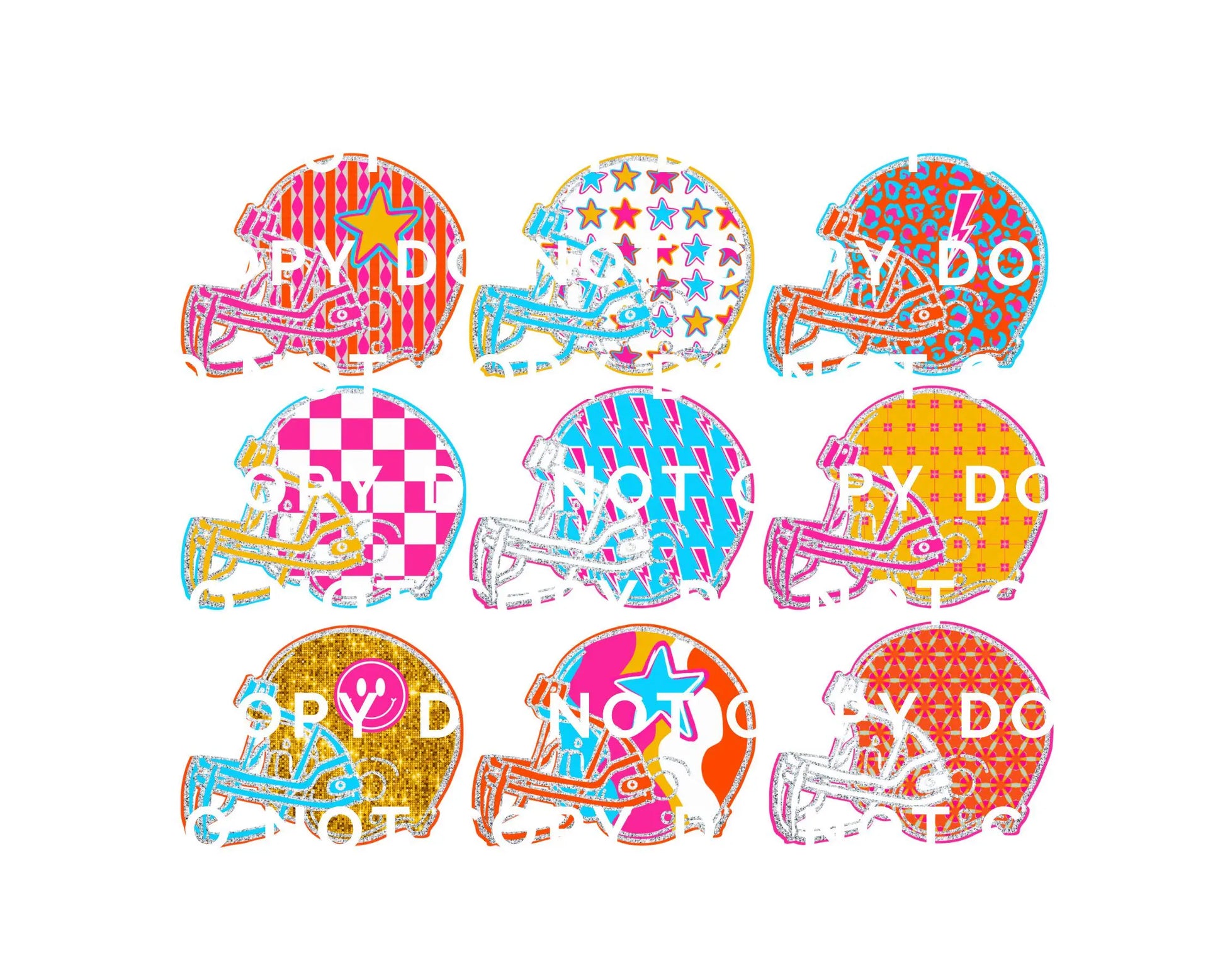 Neon Football DTF Transfer, Ready to Press, T-shirt Transfer, Heat Transfer, Direct to Film, Sports Mom Apparel, Game Day, Helmets, Colorful