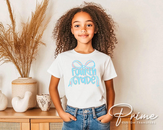 Coquette Fourth Grade DTF Transfer, Ready to Press, T-shirt Transfer, Heat Transfer, Direct to Film, First Day Of School, Back to School