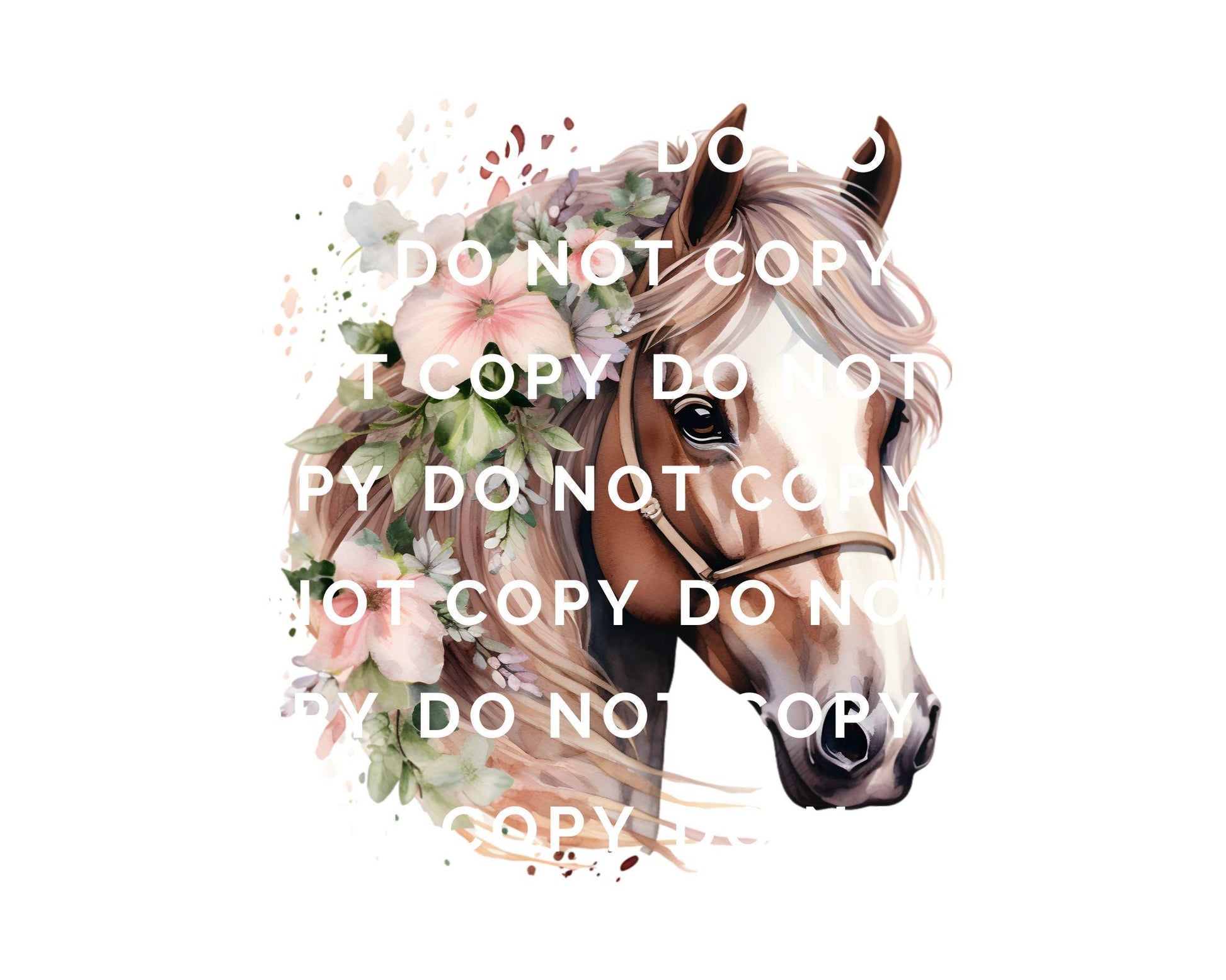 Floral Horse DTF Transfers, Ready to Press, T-shirt Transfers, Heat Transfer, Direct to Film, Western, Flowers, Girly, Cowgirl, Watercolor