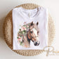 Floral Horse DTF Transfers, Ready to Press, T-shirt Transfers, Heat Transfer, Direct to Film, Western, Flowers, Girly, Cowgirl, Watercolor