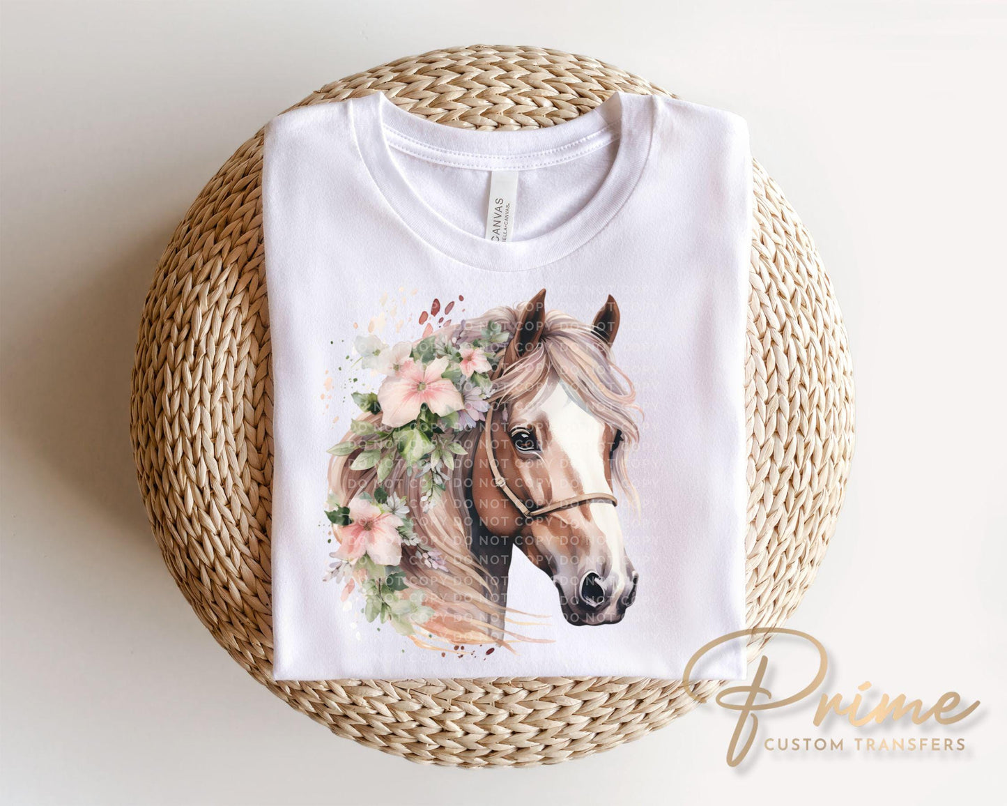 Floral Horse DTF Transfers, Ready to Press, T-shirt Transfers, Heat Transfer, Direct to Film, Western, Flowers, Girly, Cowgirl, Watercolor