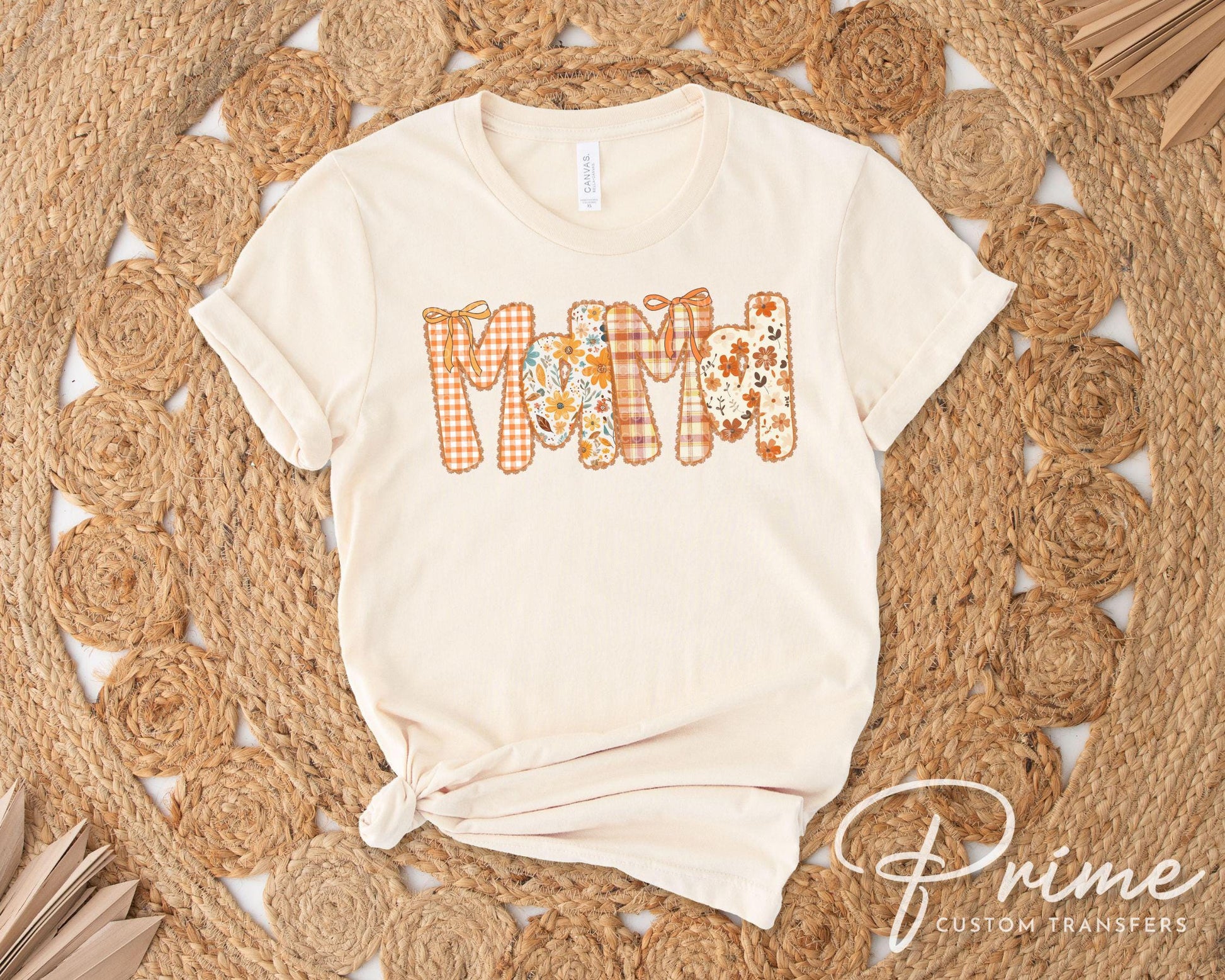 Coquette Preppy Floral Fall Mama DTF Transfer, Ready to Press, T-shirt Transfers, Sublimation, Direct to Film, Lace, Ribbon, Bows, Autumn