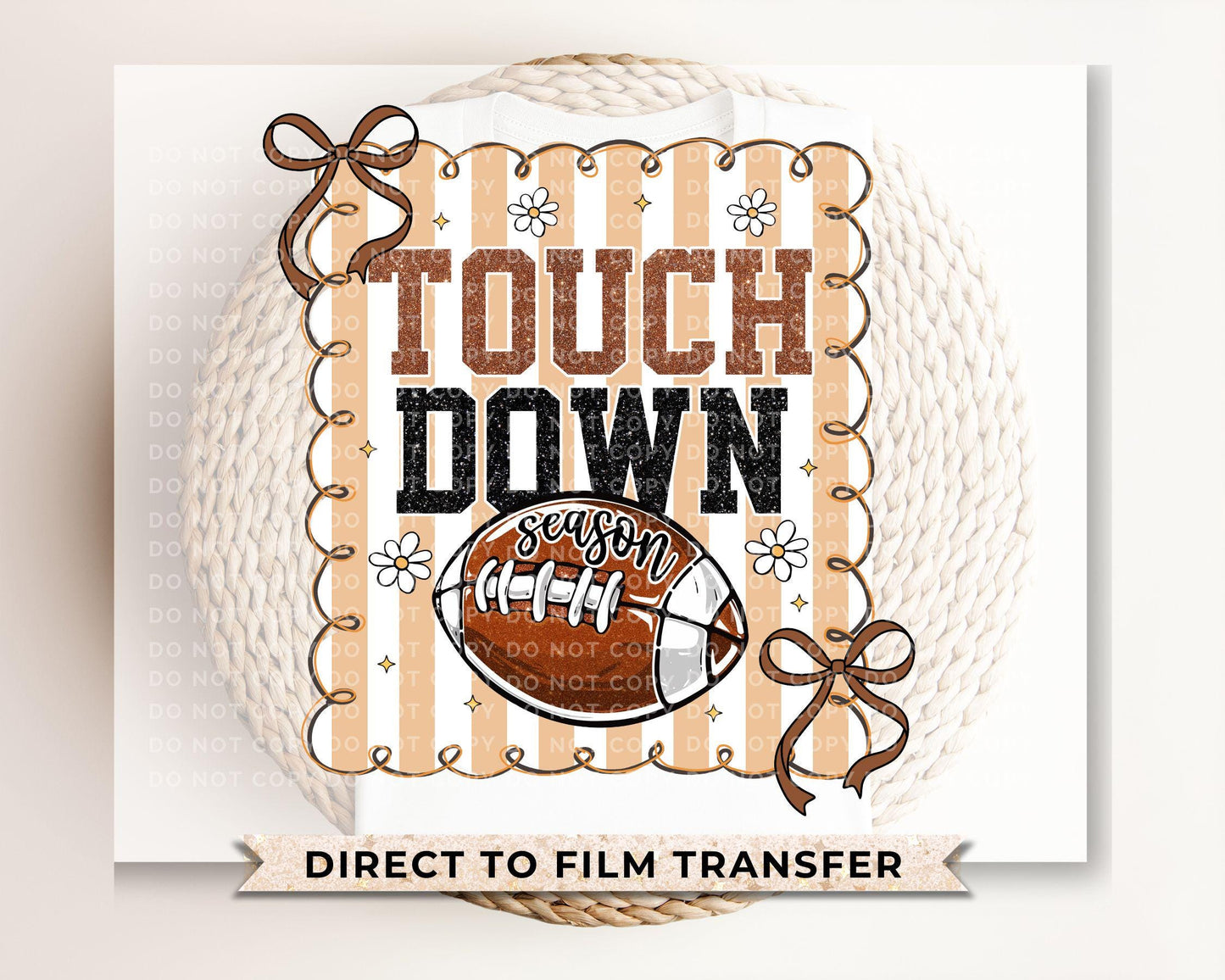 Football Coquette DTF Transfers, Ready to Press, T-shirt Transfers, Heat Transfer, Direct to Film, Game Day, Fall, Bows, Touch Down, Preppy