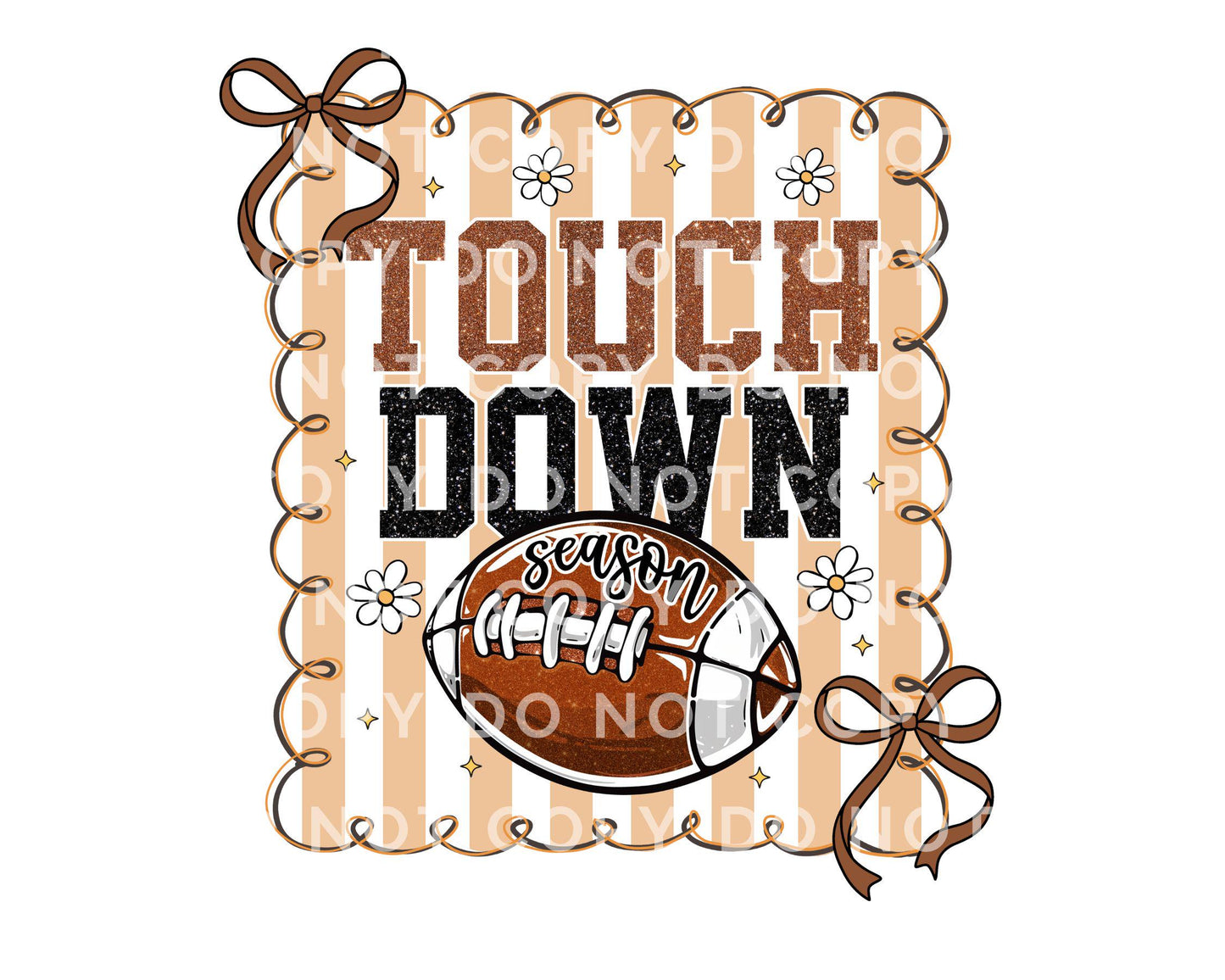 Football Coquette DTF Transfers, Ready to Press, T-shirt Transfers, Heat Transfer, Direct to Film, Game Day, Fall, Bows, Touch Down, Preppy