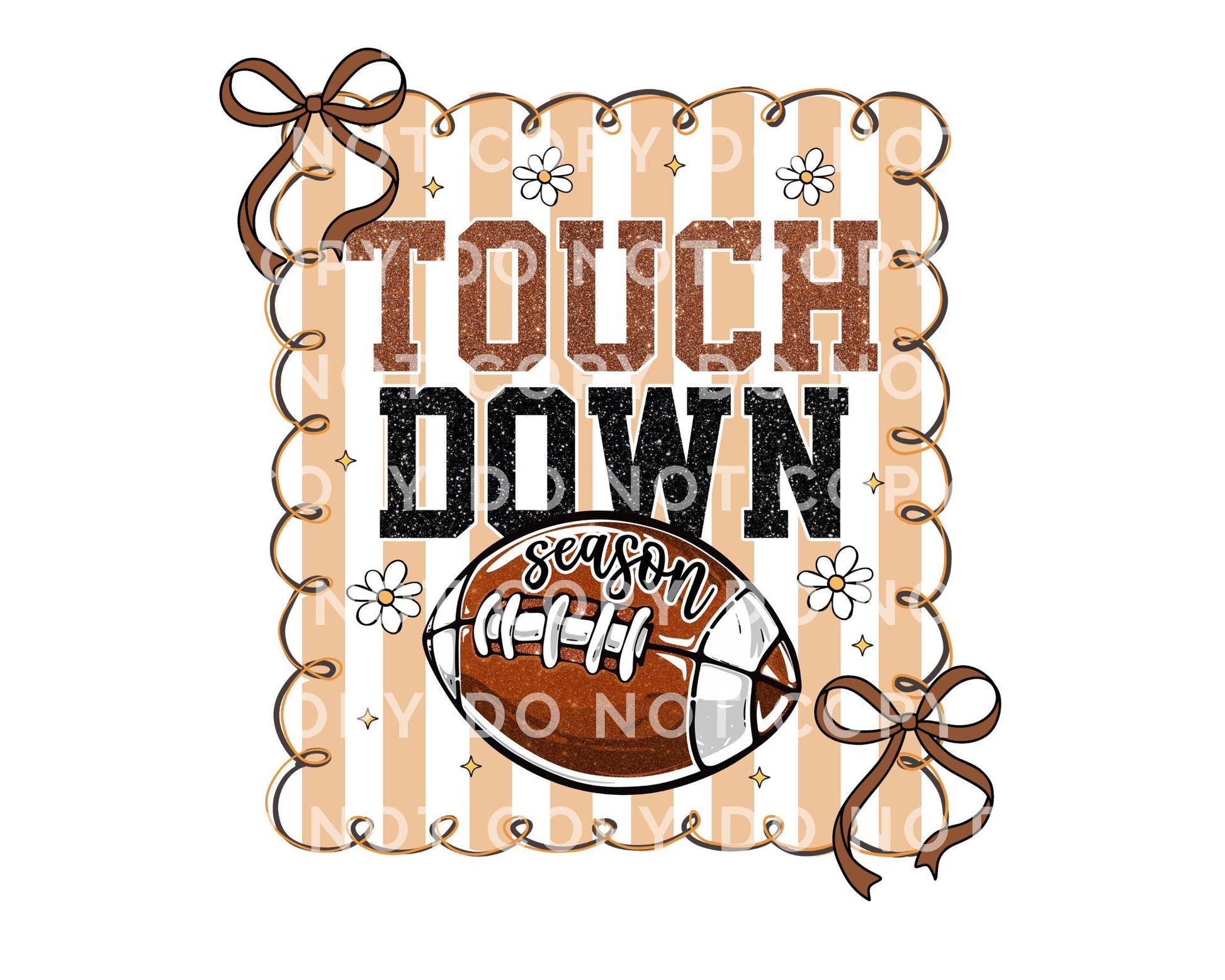 Football Coquette DTF Transfers, Ready to Press, T-shirt Transfers, Heat Transfer, Direct to Film, Game Day, Fall, Bows, Touch Down, Preppy