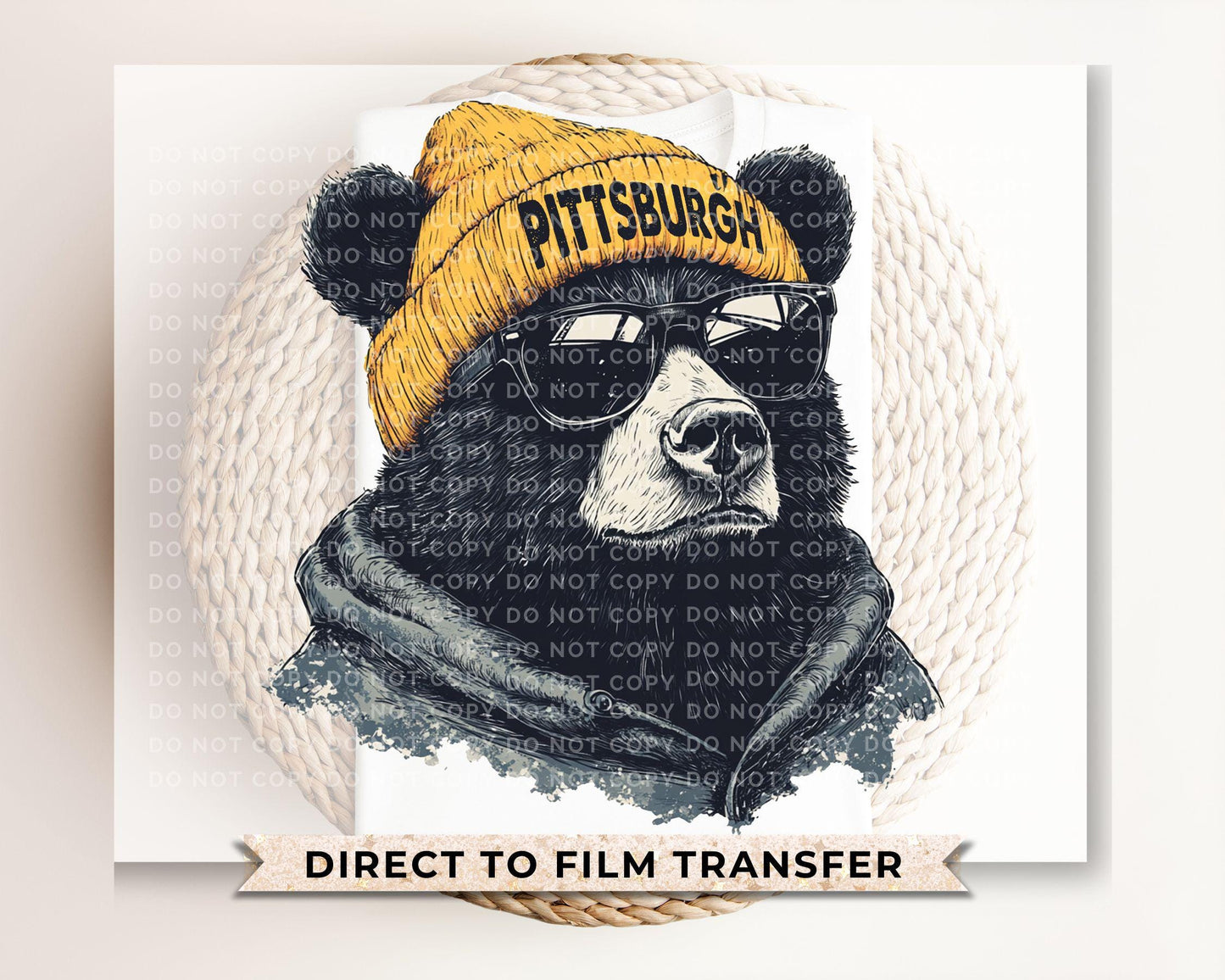 Pittsburgh Football DTF Transfers, Ready to Press, T-shirt Transfers, Heat Transfer, Direct to Film, Sports Fan Apparel, Bear Animal Mascot