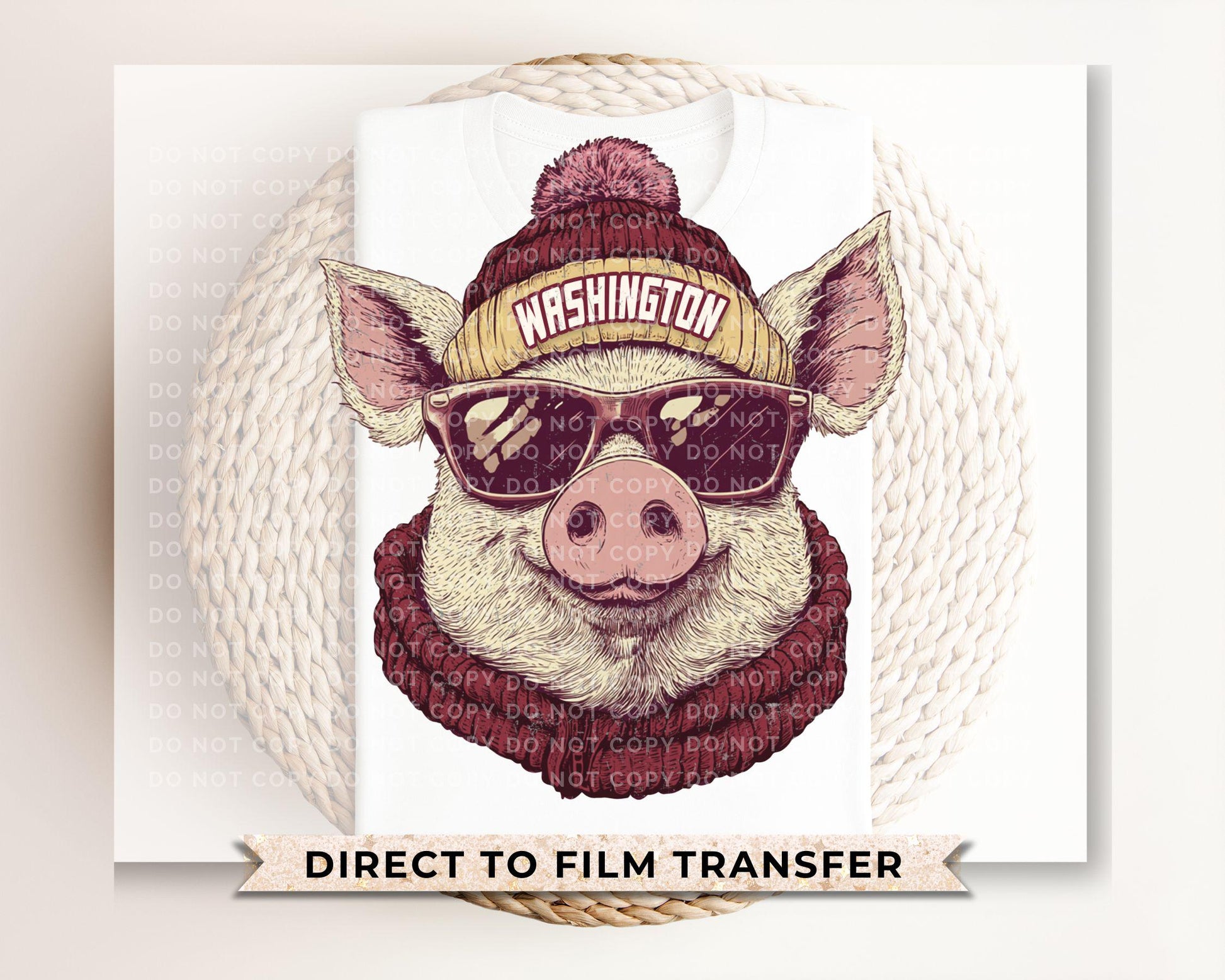 Washington Football DTF Transfer, Ready to Press, T-shirt Transfer, Heat Transfer, Direct to Film, Sport Fan Apparel, Game Day Animal Mascot