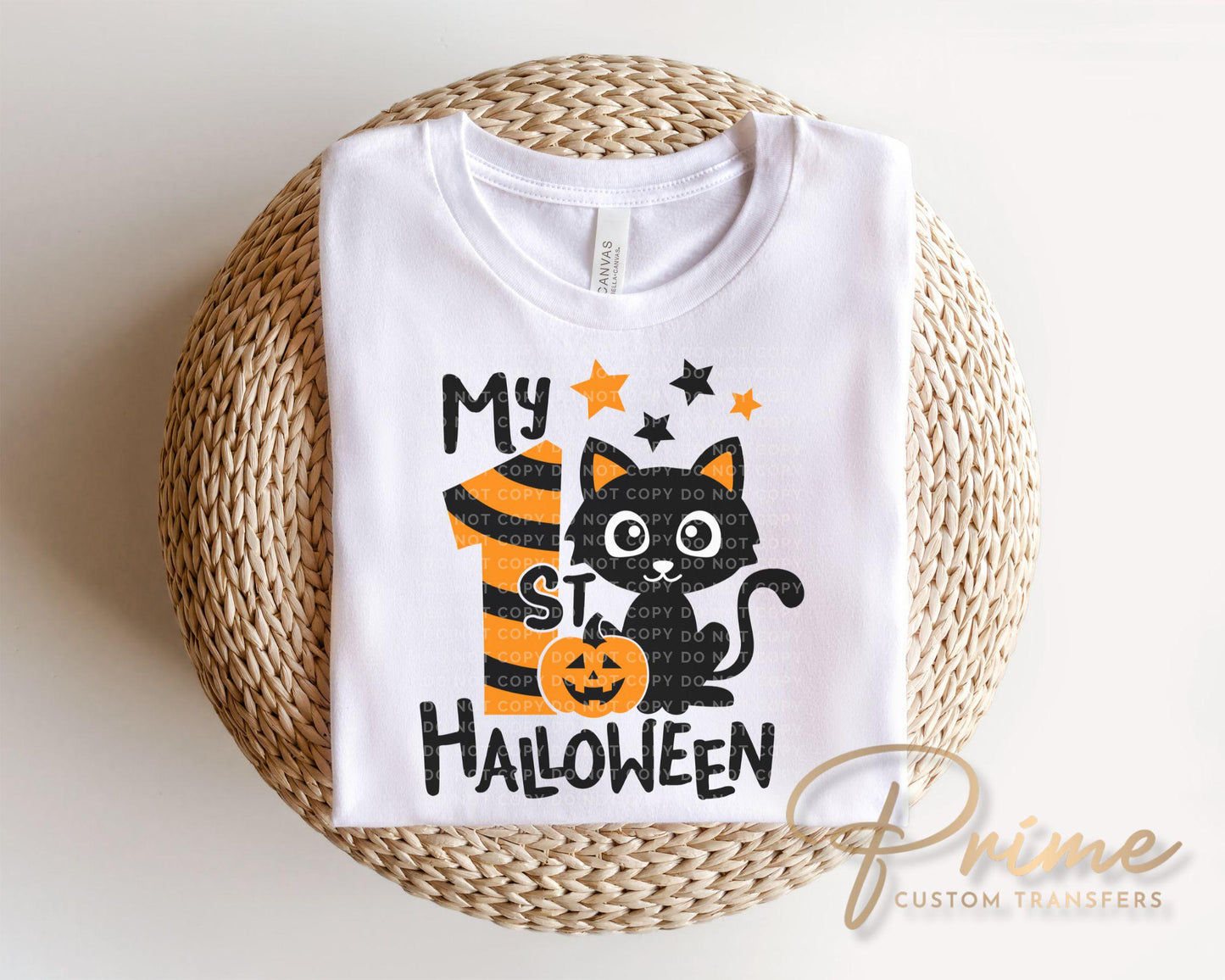 First Halloween DTF Transfers, Ready to Press, T-shirt Transfers, Heat Transfer, Direct to Film, Baby Boy, Holiday, Fall, Autumn, Black Cat
