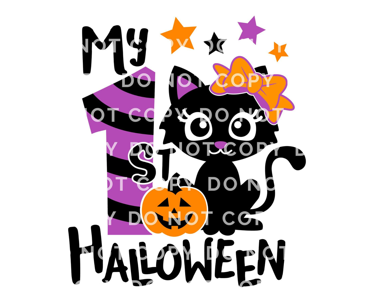 My First Halloween DTF Transfer, Ready to Press, T-shirt Transfer, Heat Transfer, Direct to Film, Baby Girl, Holiday, Fall, Autumn Black Cat