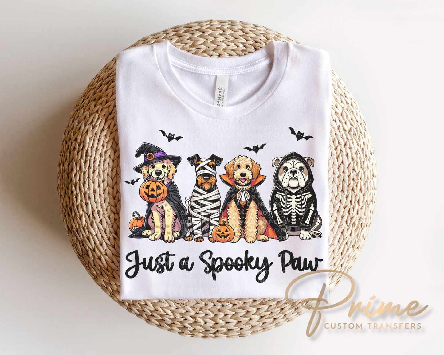 Halloween Dogs DTF Transfers, Ready to Press, T-shirt Transfers, Heat Transfer, Direct to Film, Ghost, Puppy, Pet Lover, Just a Spooky Paw