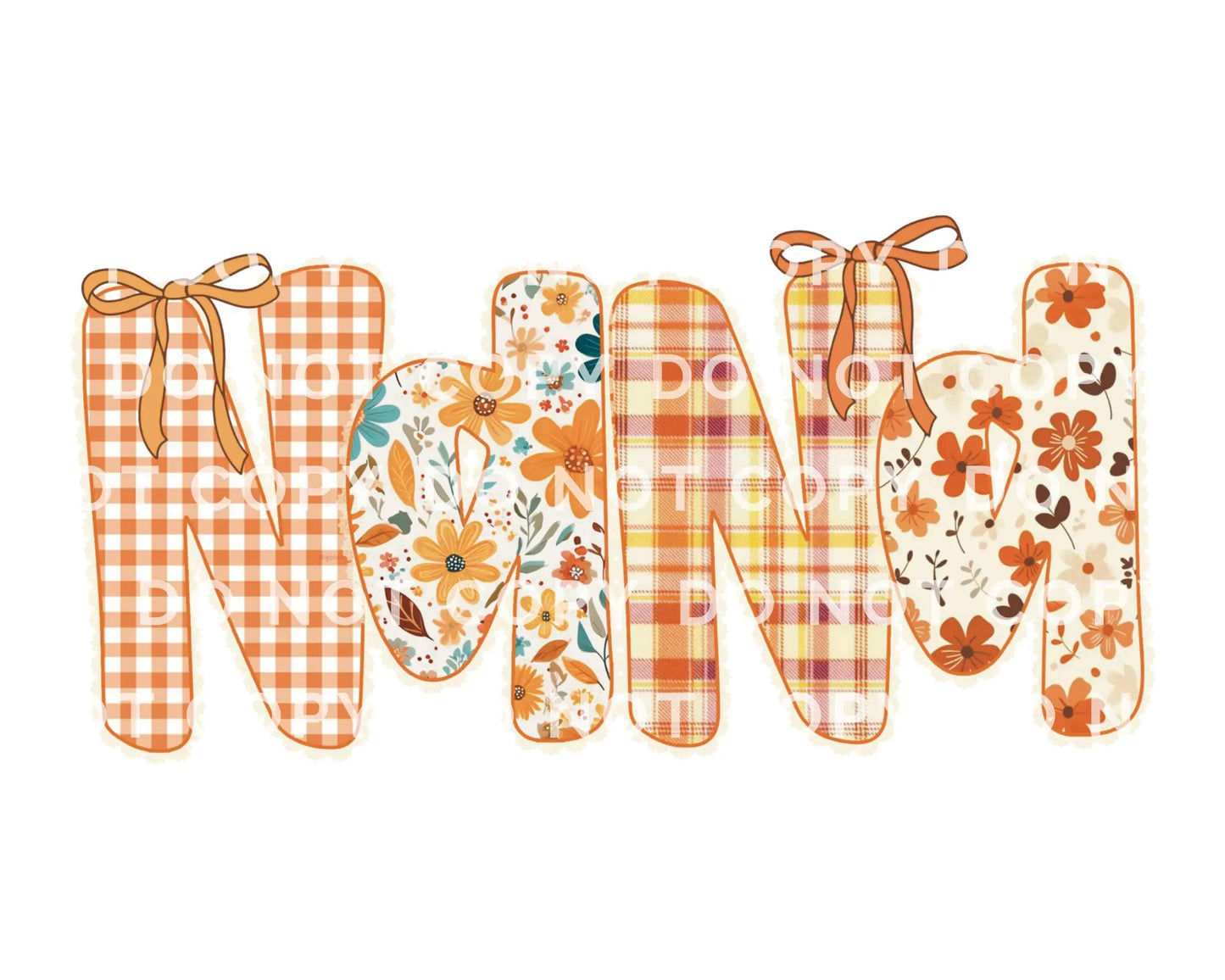 Coquette Preppy Floral Fall Nana DTF Transfer, Ready to Press, T-shirt Transfers, Direct to Film, Lace, Ribbon, Autumn, Gift for Nana