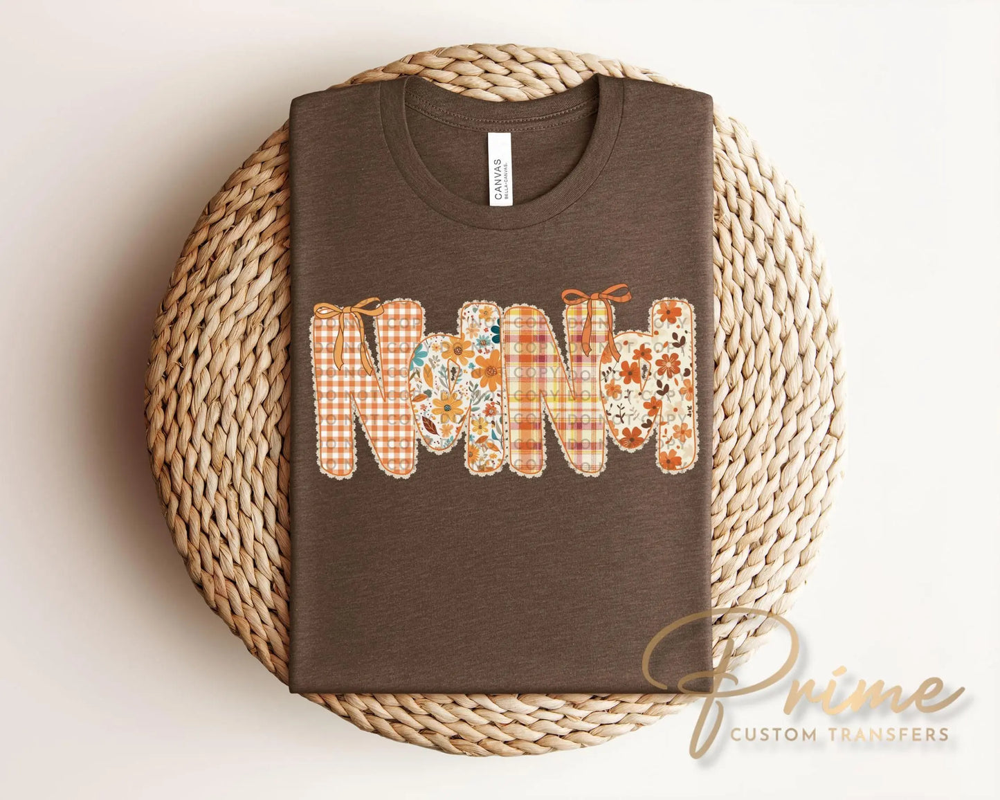 Coquette Preppy Floral Fall Nana DTF Transfer, Ready to Press, T-shirt Transfers, Direct to Film, Lace, Ribbon, Autumn, Gift for Nana
