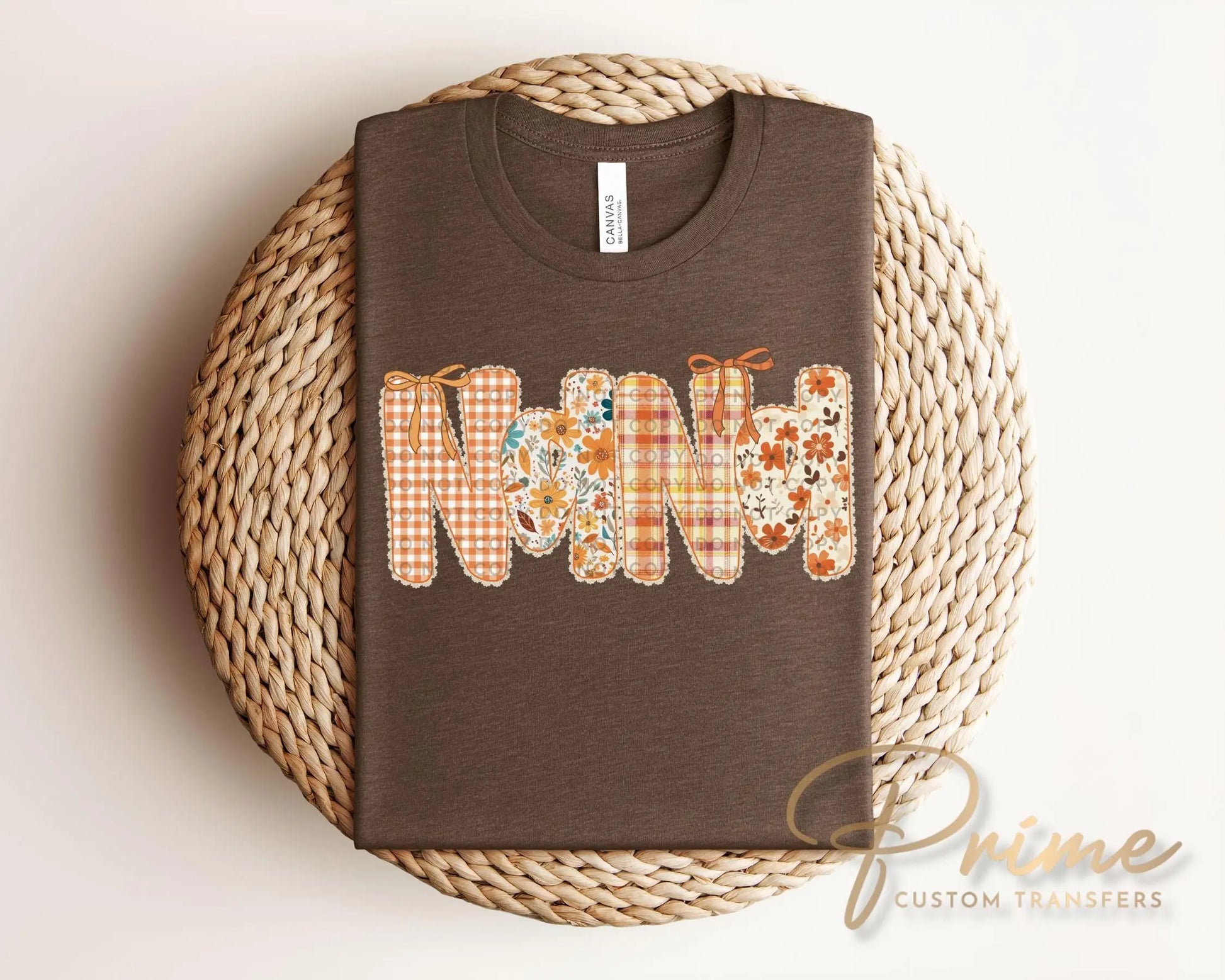 Coquette Preppy Floral Fall Nana DTF Transfer, Ready to Press, T-shirt Transfers, Direct to Film, Lace, Ribbon, Autumn, Gift for Nana