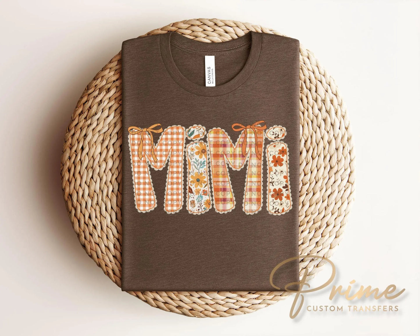 Coquette Preppy Floral Fall Mimi DTF Transfer, Ready to Press, T-shirt Transfers, Direct to Film, Lace, Ribbon, Autumn, Gift for Mimi