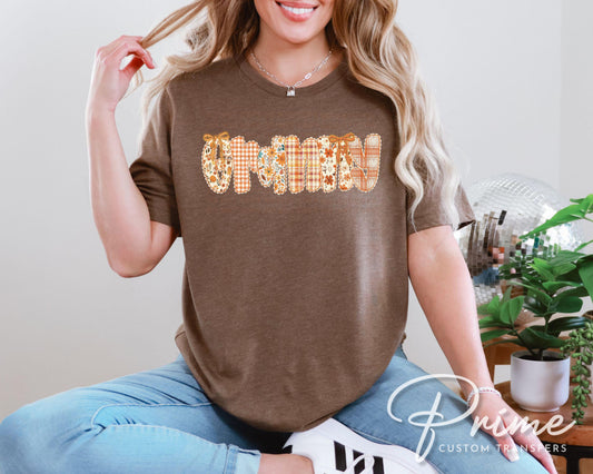 Coquette Preppy Floral Fall Granny DTF Transfer, Ready to Press, T-shirt Transfers, Direct to Film, Lace, Ribbon, Autumn, Gift for Granny