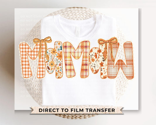 Coquette Preppy Floral Fall Mamaw DTF Transfer, Ready to Press, T-shirt Transfers, Direct to Film, Lace, Ribbon, Autumn, Gift for Mamaw