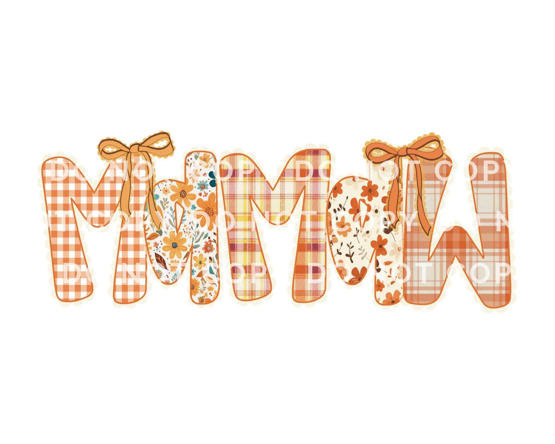 Coquette Preppy Floral Fall Mamaw DTF Transfer, Ready to Press, T-shirt Transfers, Direct to Film, Lace, Ribbon, Autumn, Gift for Mamaw