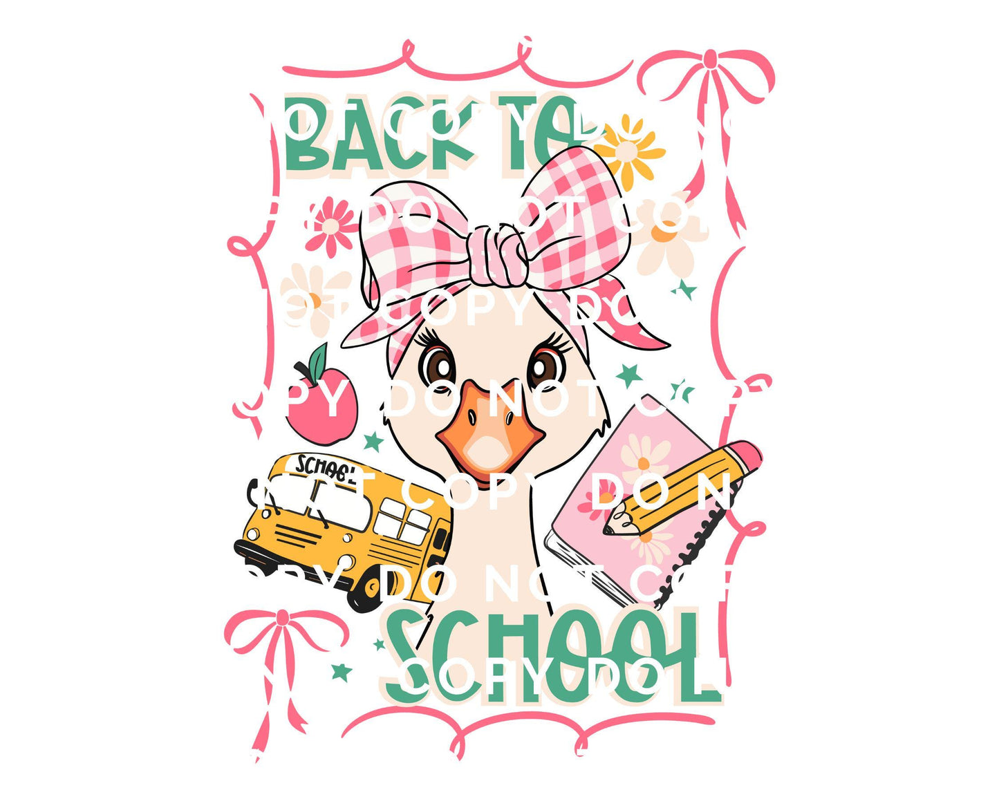 First Day of School DTF transfer, Sublimation, Heat Transfer, Ready to Press, Direct to Film, Teacher Shirt, Coquette, Back to School Goose