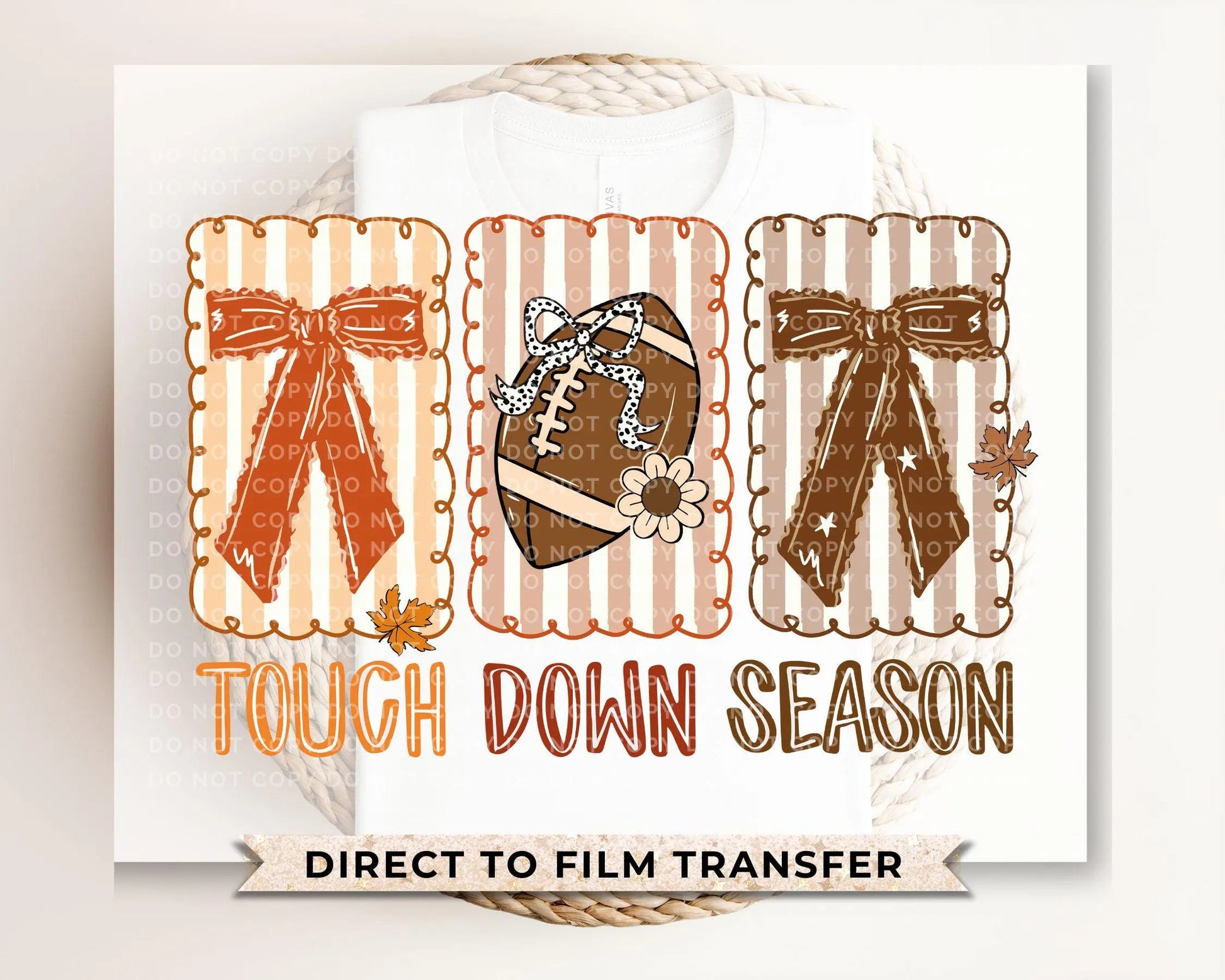 Coquette Football DTF Transfer, Ready to Press, T-shirt Transfer, Heat Transfer, Direct to Film, Game Day, Fall, Bows, Touch Down Season