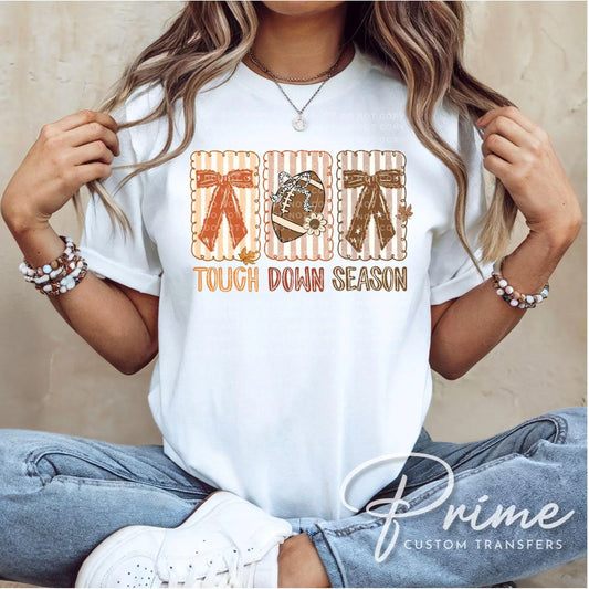Coquette Football DTF Transfer, Ready to Press, T-shirt Transfer, Heat Transfer, Direct to Film, Game Day, Fall, Bows, Touch Down Season
