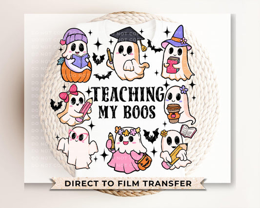Teacher Halloween DTF, Ready to Press, DIY T-shirt, Heat Transfer, Direct to Film, Fall, Gift, School, Ghost, Coquette Teaching My Boos