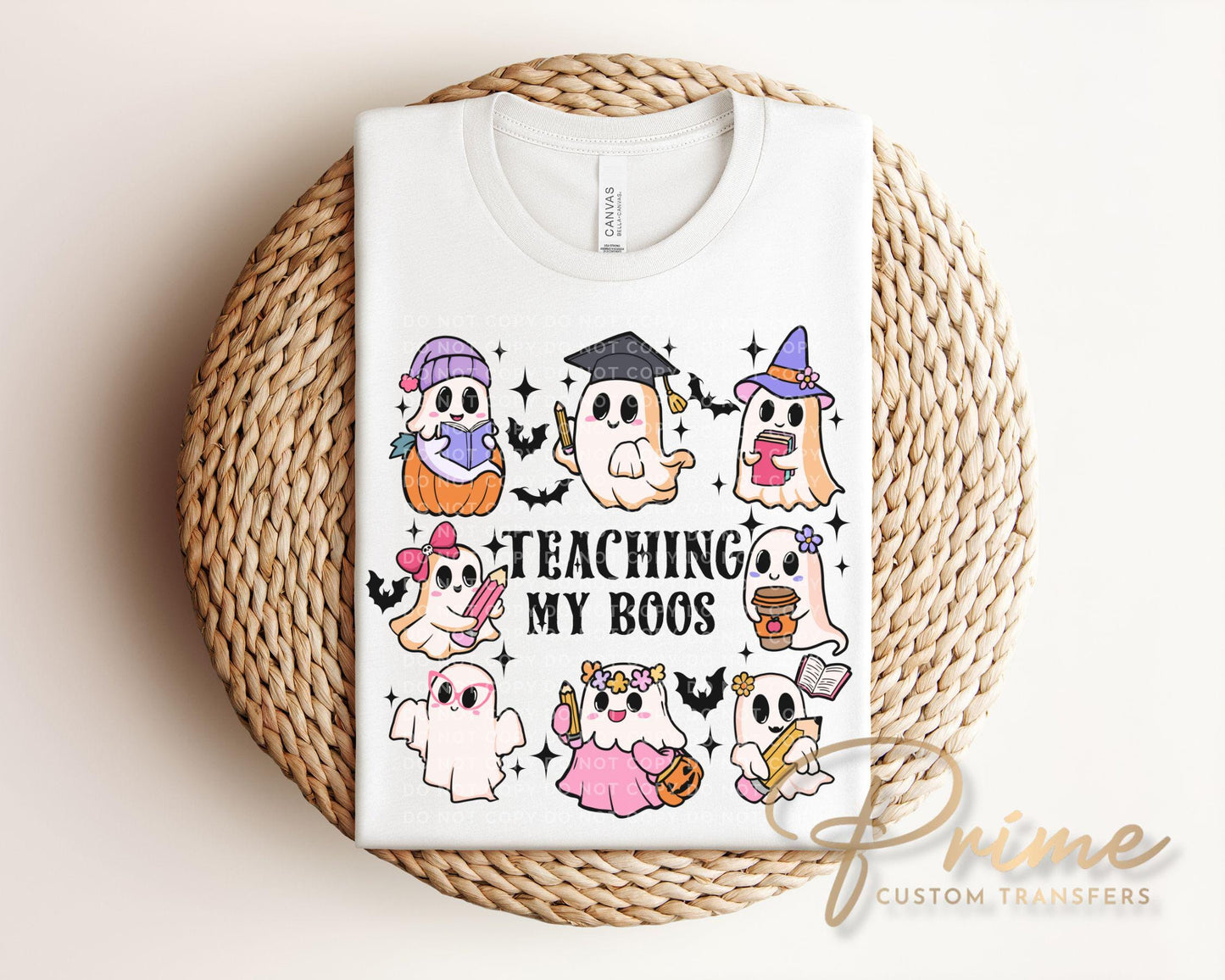 Teacher Halloween DTF, Ready to Press, DIY T-shirt, Heat Transfer, Direct to Film, Fall, Gift, School, Ghost, Coquette Teaching My Boos