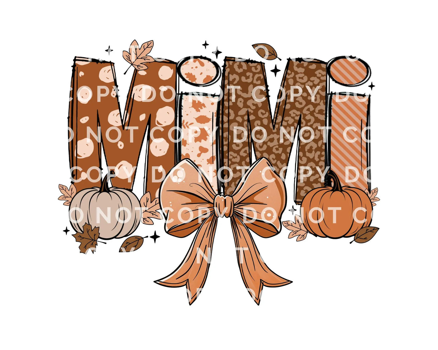 Coquette Fall Doodle Mimi DTF Transfer, Ready to Press, T-shirt Transfers, Direct to Film, Lace, Ribbon, Pumpkins, Autumn, Gift for Mimi