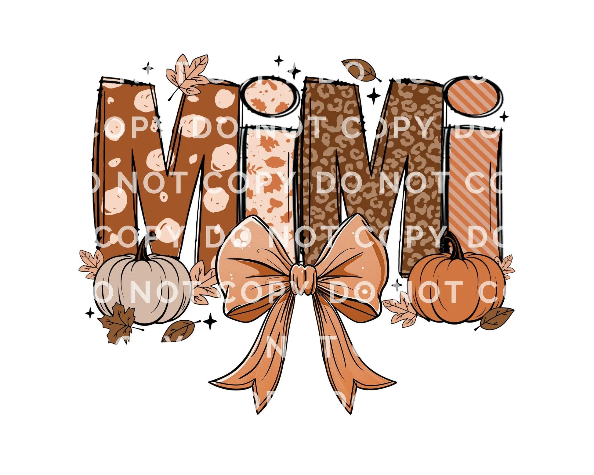 Coquette Fall Doodle Mimi DTF Transfer, Ready to Press, T-shirt Transfers, Direct to Film, Lace, Ribbon, Pumpkins, Autumn, Gift for Mimi