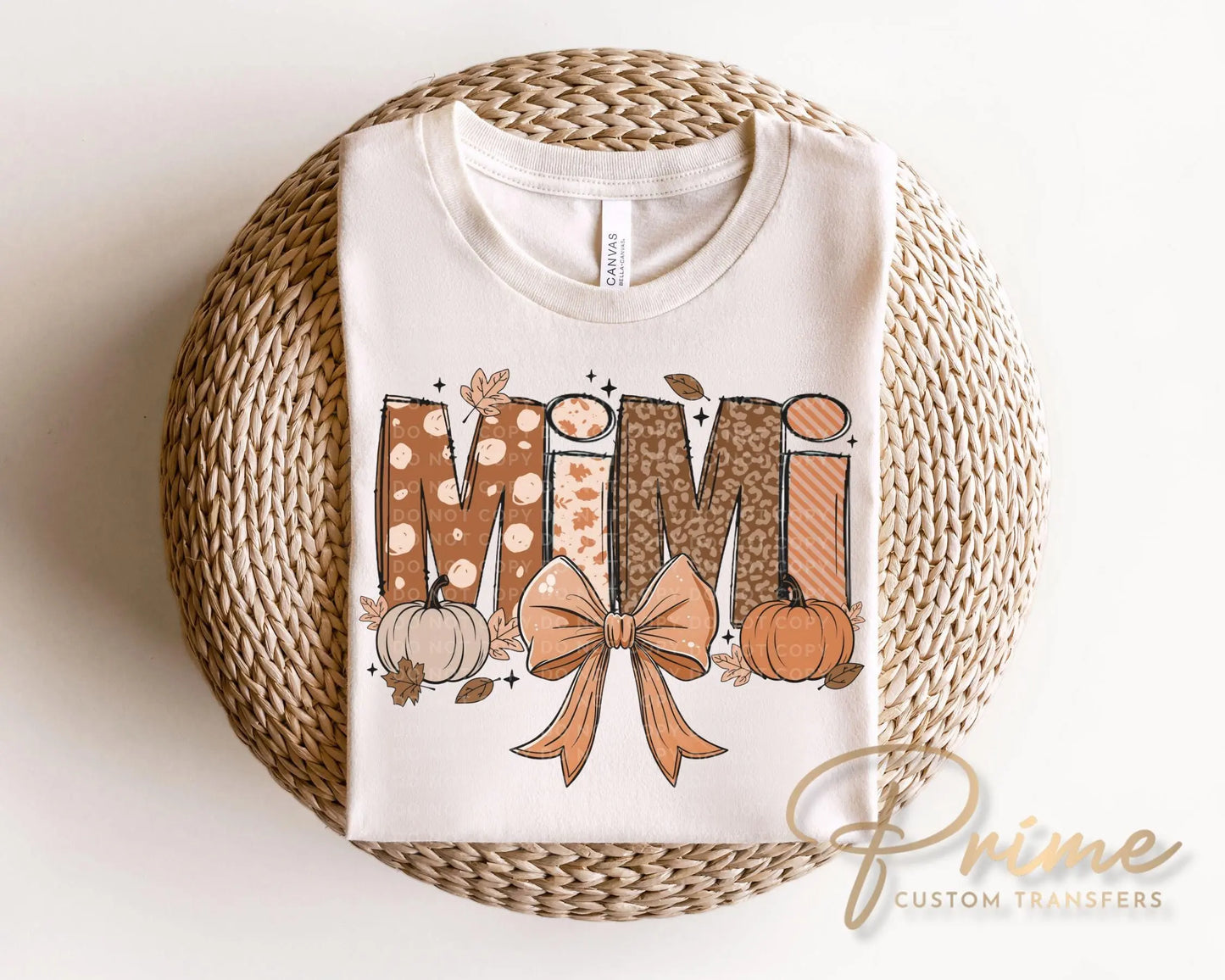 Coquette Fall Doodle Mimi DTF Transfer, Ready to Press, T-shirt Transfers, Direct to Film, Lace, Ribbon, Pumpkins, Autumn, Gift for Mimi