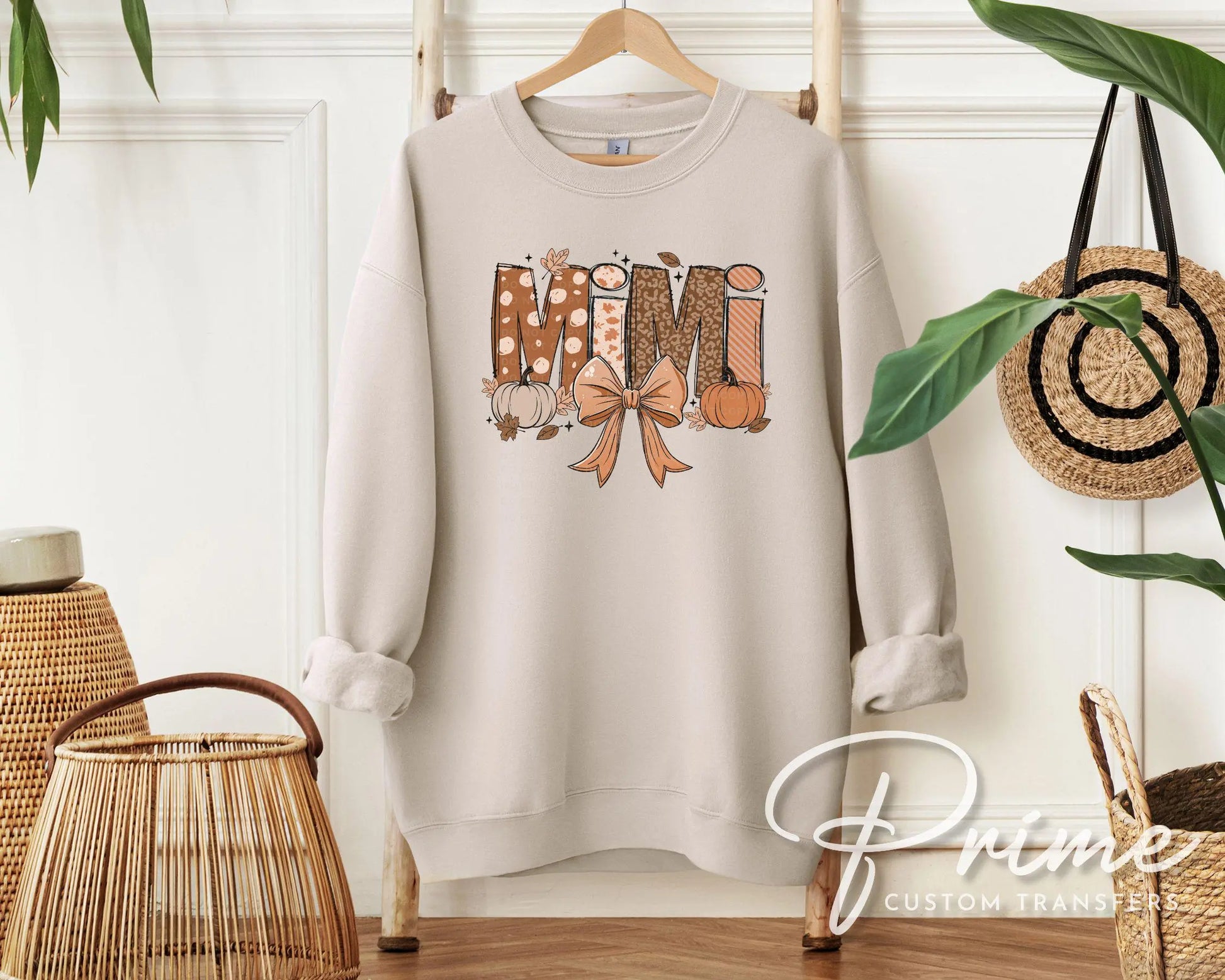 Coquette Fall Doodle Mimi DTF Transfer, Ready to Press, T-shirt Transfers, Direct to Film, Lace, Ribbon, Pumpkins, Autumn, Gift for Mimi