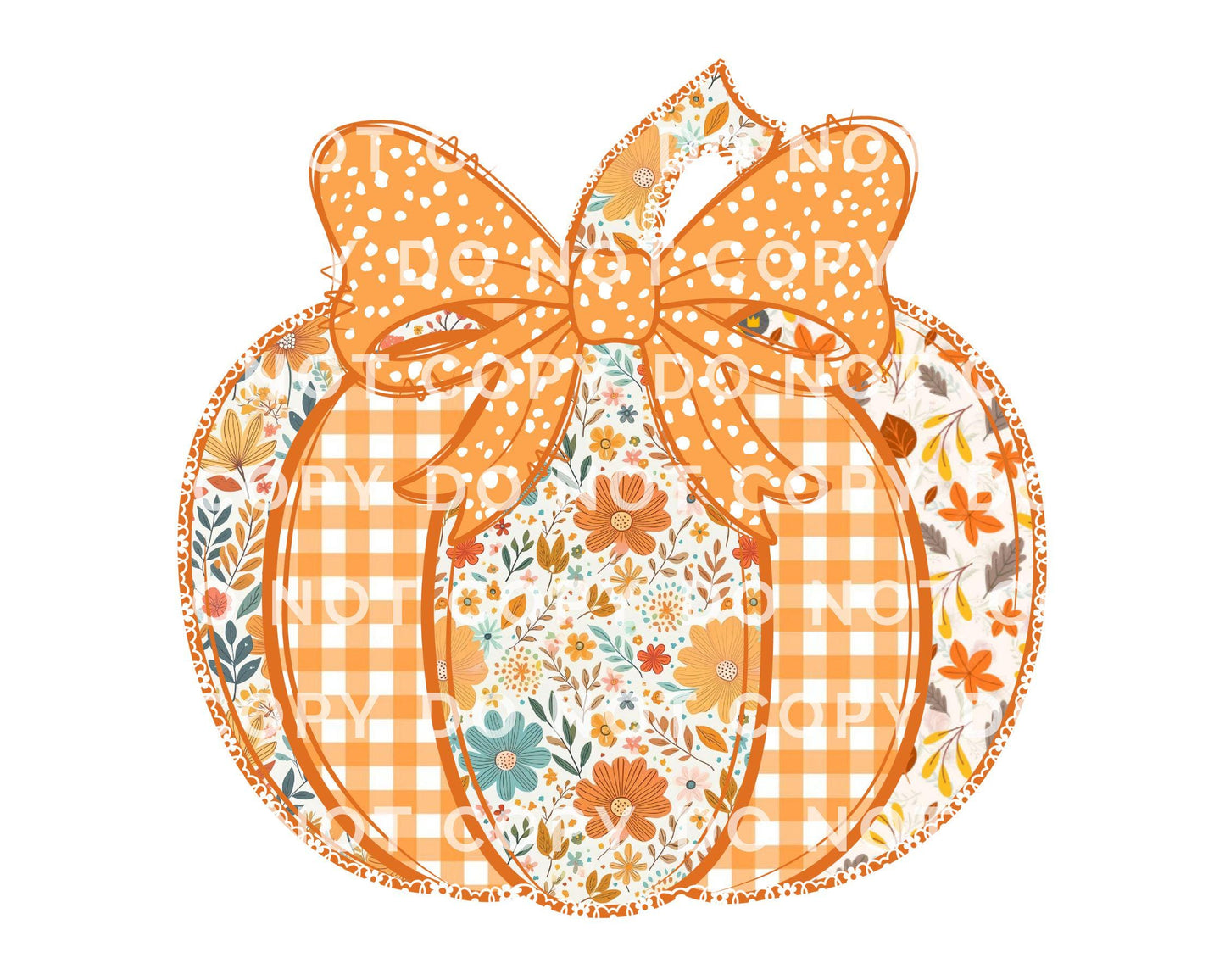 Coquette Preppy Floral Pumpkin DTF Transfers, Ready to Press, T-shirt Transfers, Heat Transfer, Direct to Film, Trendy, Faux Lace, Fall, Bow