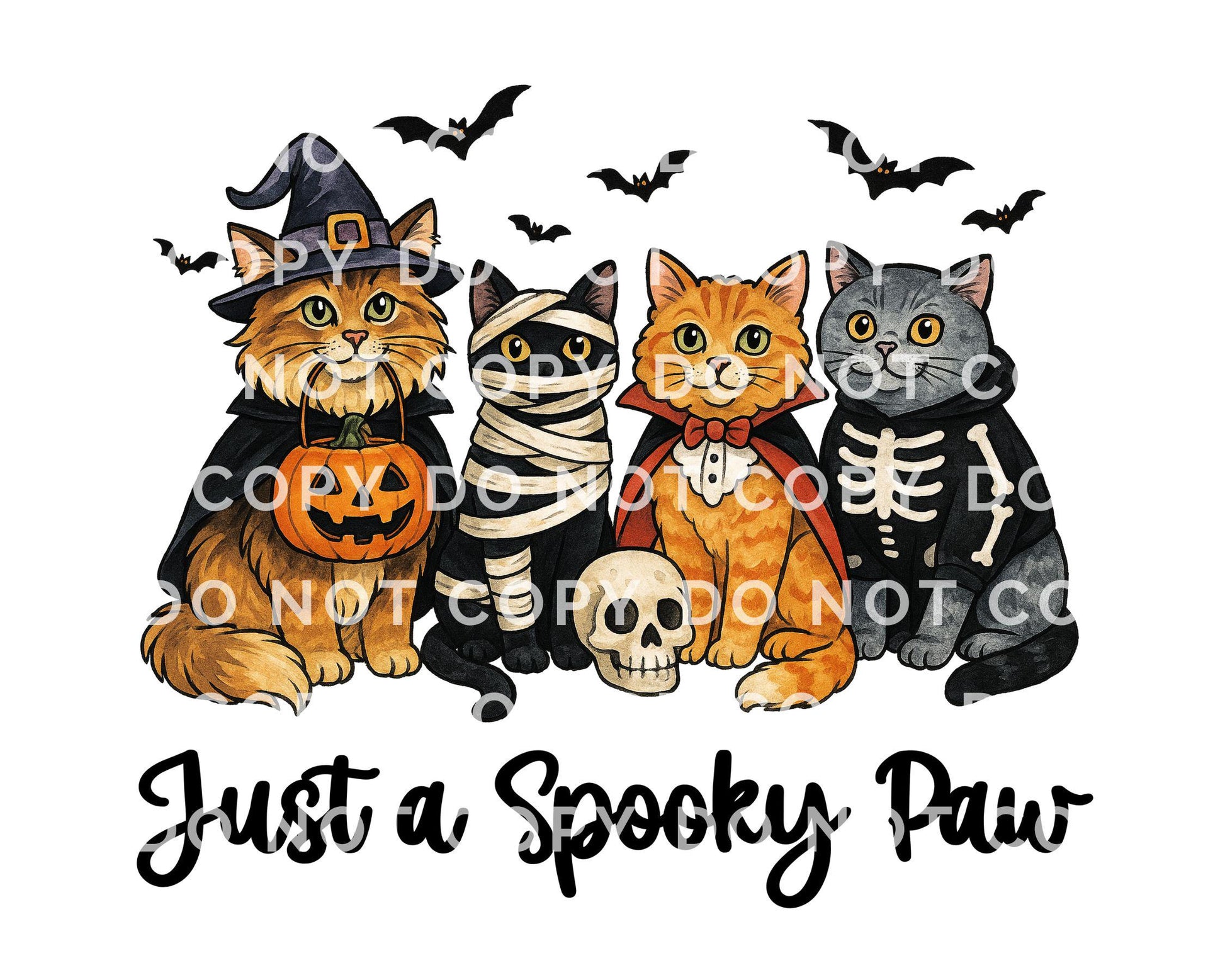 Halloween Cats DTF Transfers, Ready to Press, T-shirt Transfers, Heat Transfer, Direct to Film, Ghost, Kitten, Pet Lover, Just a Spooky Paw
