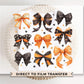 Coquette Halloween Bows DTF Transfer, Ready to Press, T-shirt Transfer, Heat Transfer, Direct to Film, Black, Orange, Fall, Autumn, Collage