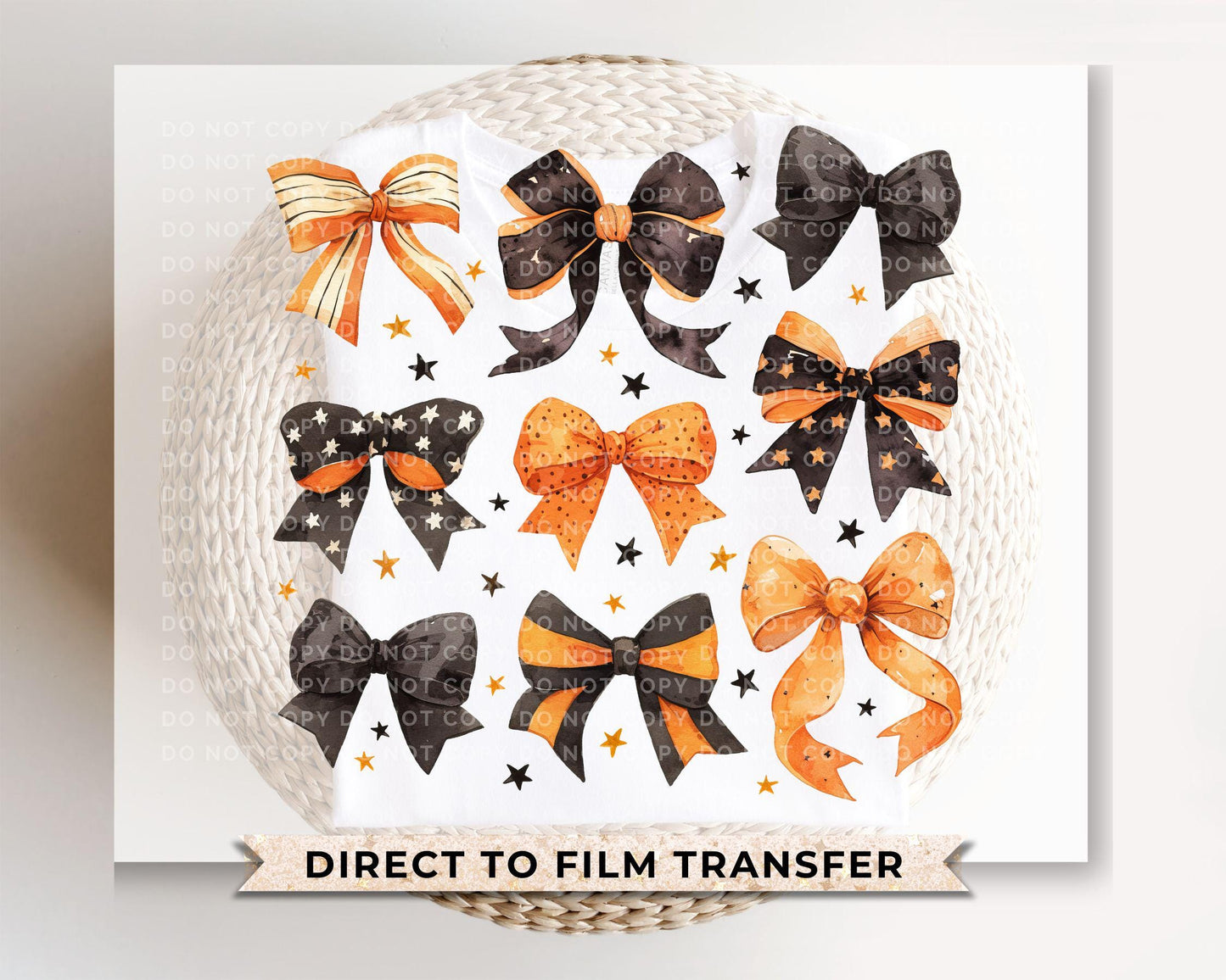 Coquette Halloween Bows DTF Transfer, Ready to Press, T-shirt Transfer, Heat Transfer, Direct to Film, Black, Orange, Fall, Autumn, Collage