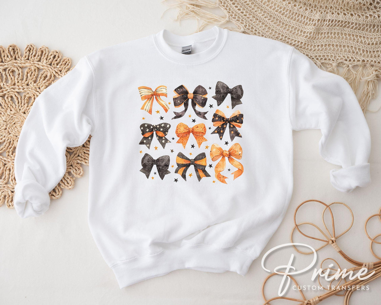 Coquette Halloween Bows DTF Transfer, Ready to Press, T-shirt Transfer, Heat Transfer, Direct to Film, Black, Orange, Fall, Autumn, Collage