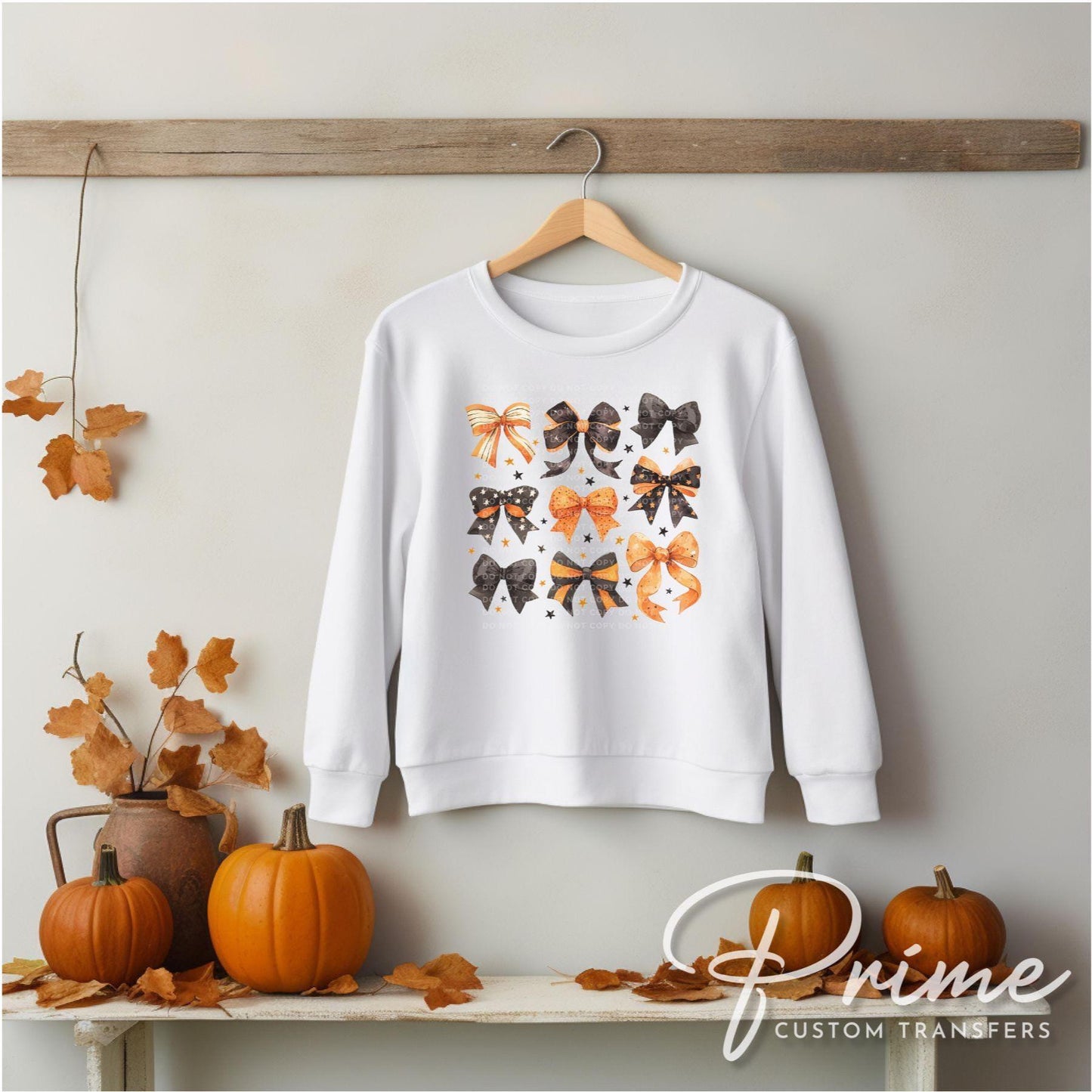 Coquette Halloween Bows DTF Transfer, Ready to Press, T-shirt Transfer, Heat Transfer, Direct to Film, Black, Orange, Fall, Autumn, Collage