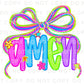 Coquette Neon Bow Amen DTF Transfer, Ready to Press, T-shirt Transfer, Heat Transfer, Direct to Film, Bible Verse, Christian, Jesus, God