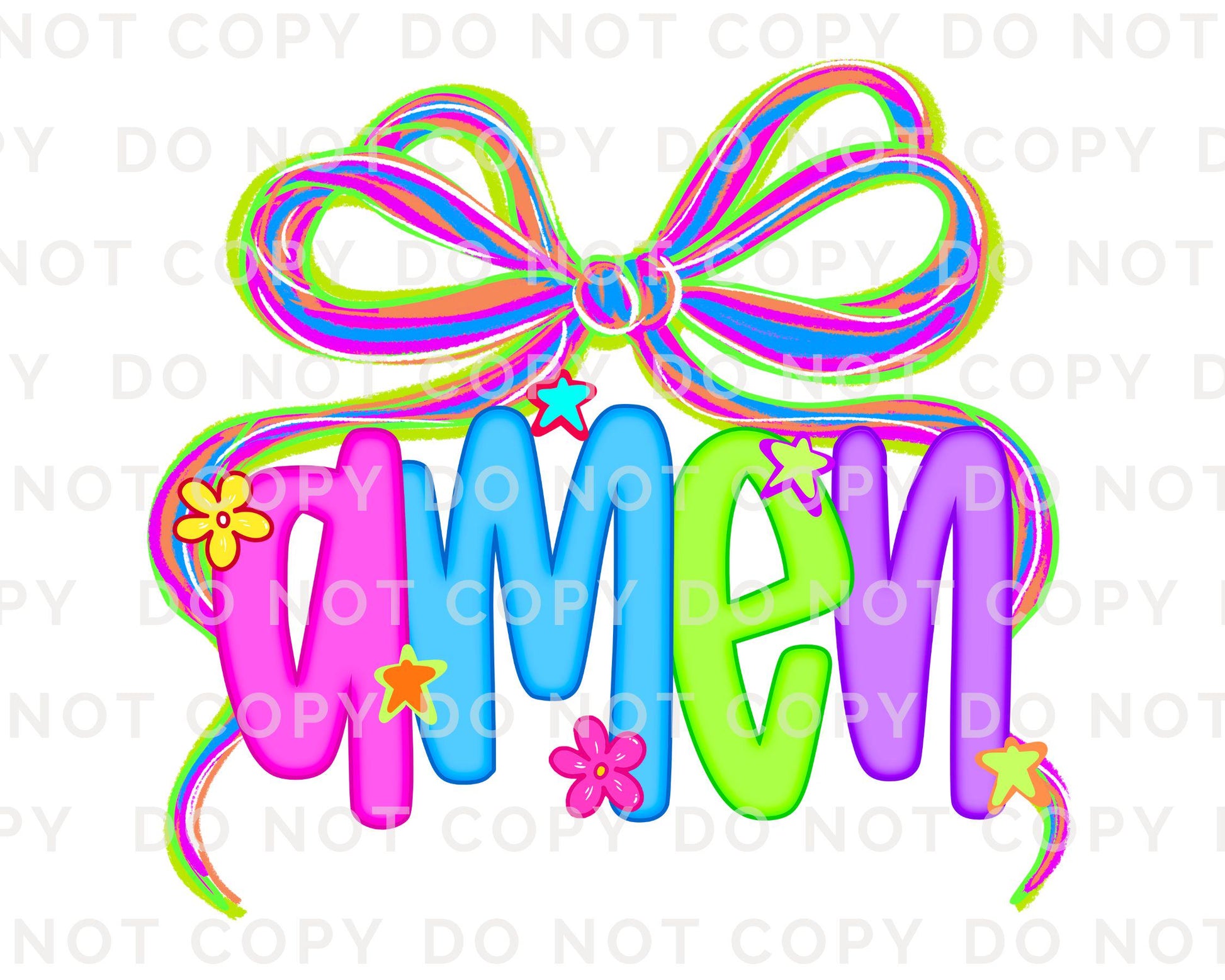 Coquette Neon Bow Amen DTF Transfer, Ready to Press, T-shirt Transfer, Heat Transfer, Direct to Film, Bible Verse, Christian, Jesus, God