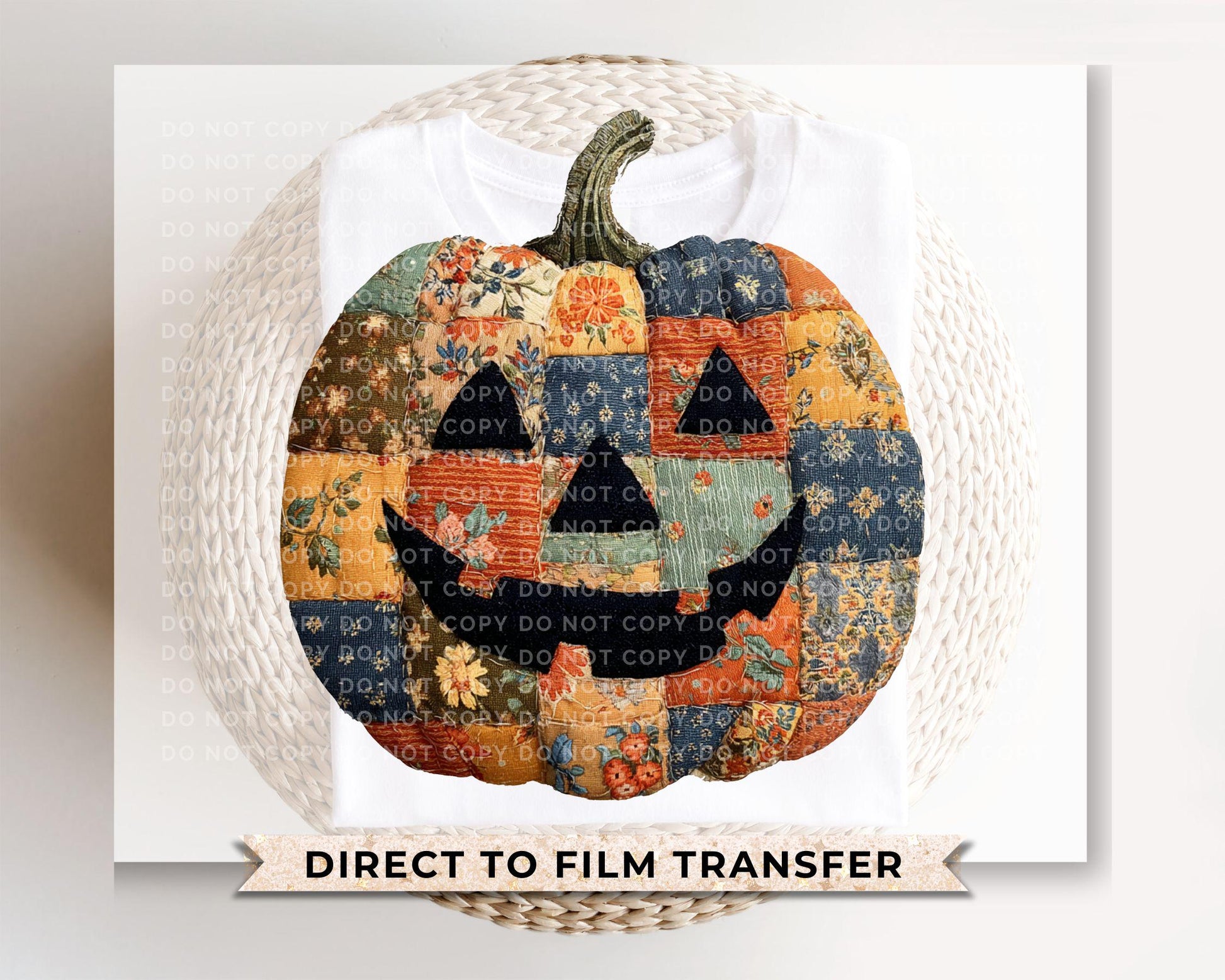 Preppy Floral Pumpkin DTF Transfer, Ready to Press, T-shirt Transfers, Heat Transfer, Direct to Film, Trendy, Patchwork, Autumn, Fall, Girly