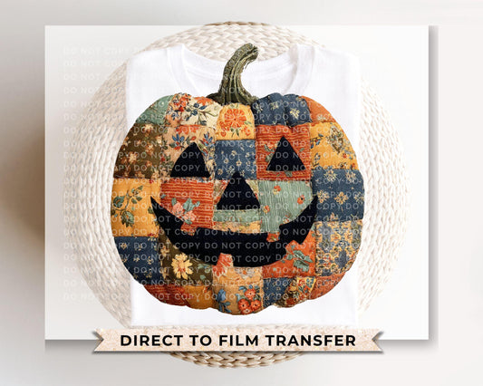 Preppy Floral Pumpkin DTF Transfer, Ready to Press, T-shirt Transfers, Heat Transfer, Direct to Film, Trendy, Patchwork, Autumn, Fall, Girly