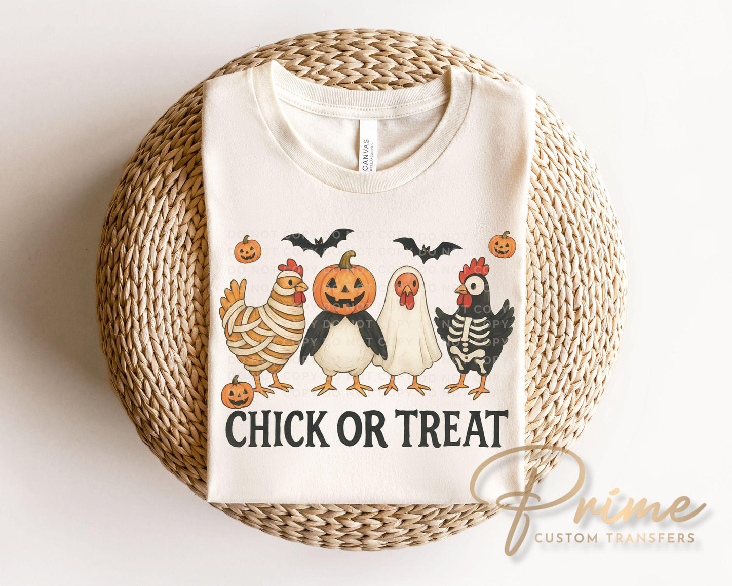 Chick Or Treat DTF Transfer, Ready to Press, Heat Transfer, Direct to Film, Trendy, Autumn, Spooky Chicken Halloween, Funny, Goose, Farm