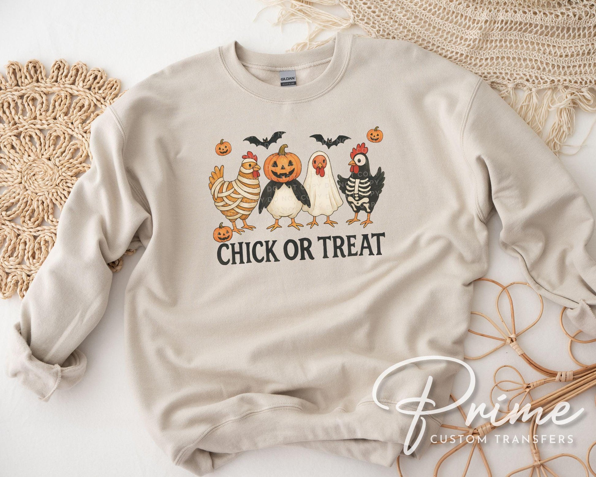 Chick Or Treat DTF Transfer, Ready to Press, Heat Transfer, Direct to Film, Trendy, Autumn, Spooky Chicken Halloween, Funny, Goose, Farm