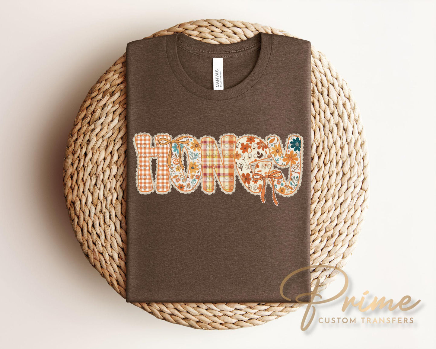 Coquette Preppy Floral Fall Honey DTF Transfer, Ready to Press, T-shirt Transfers, Direct to Film, Lace, Ribbon, Autumn, Gift for Grandma