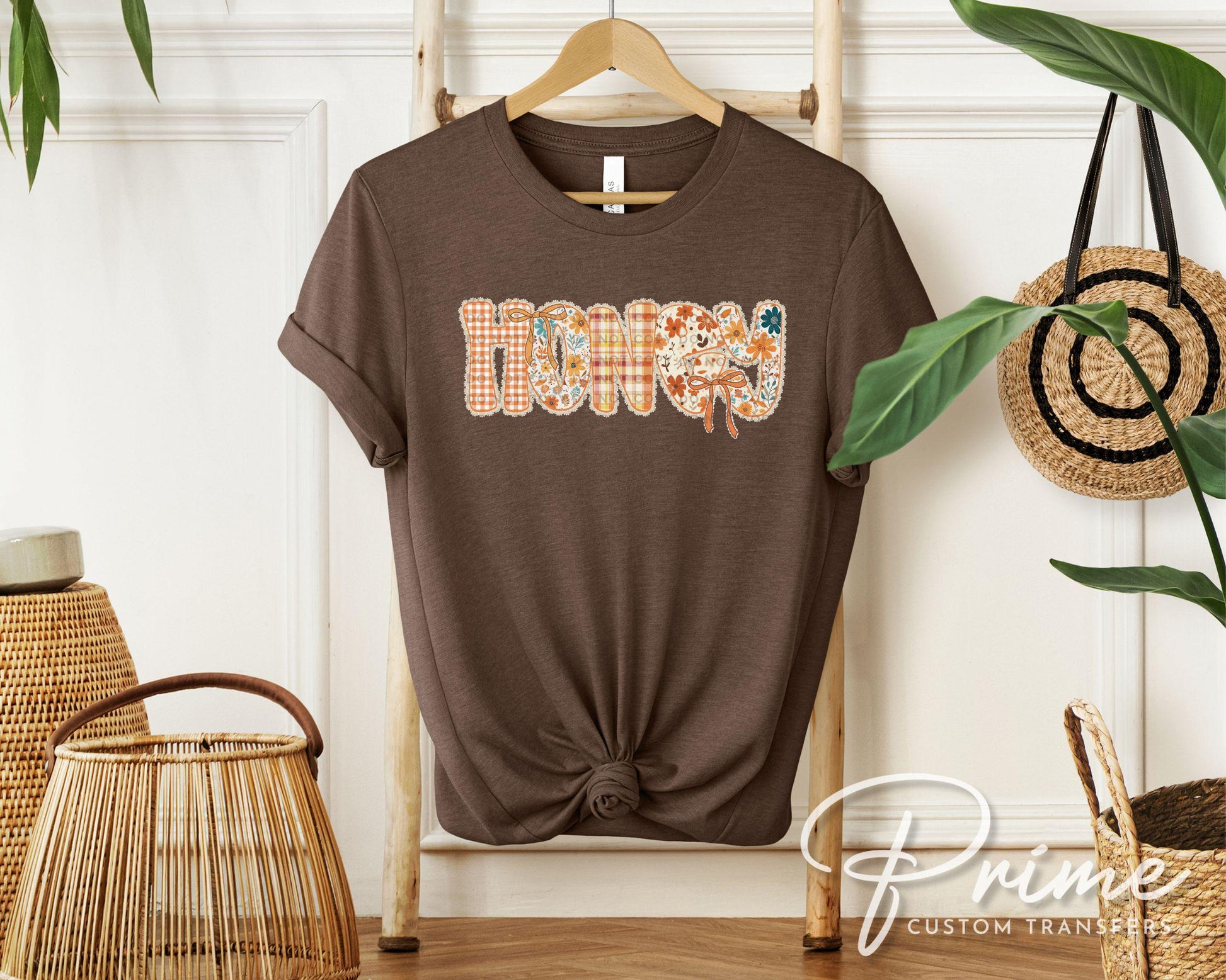 Coquette Preppy Floral Fall Honey DTF Transfer, Ready to Press, T-shirt Transfers, Direct to Film, Lace, Ribbon, Autumn, Gift for Grandma