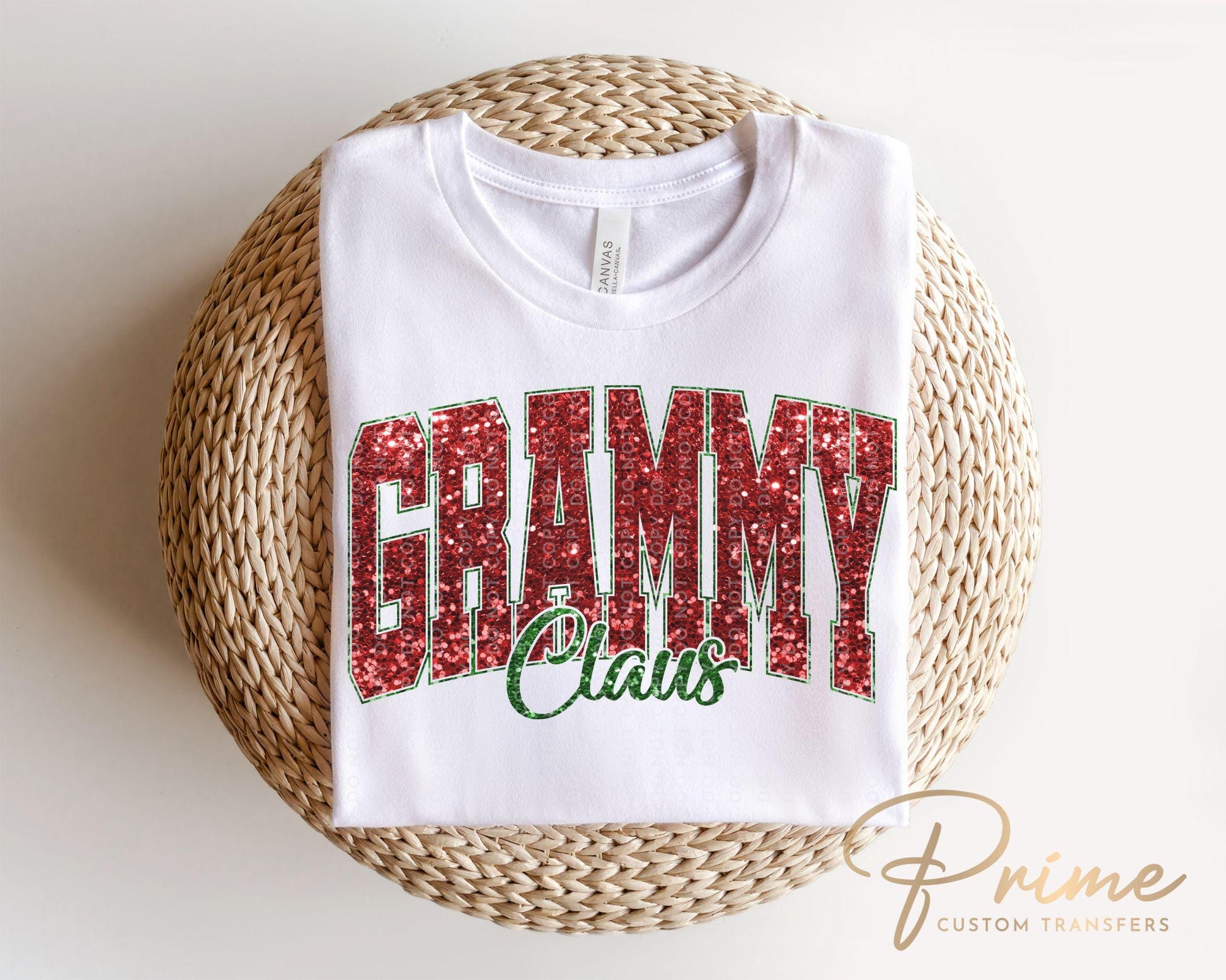 Grammy Claus Christmas DTF Transfer, Ready to Press, T-shirt Transfer, Heat Transfer, Faux Glitter, Matching Family Shirt, Gift for Grandma